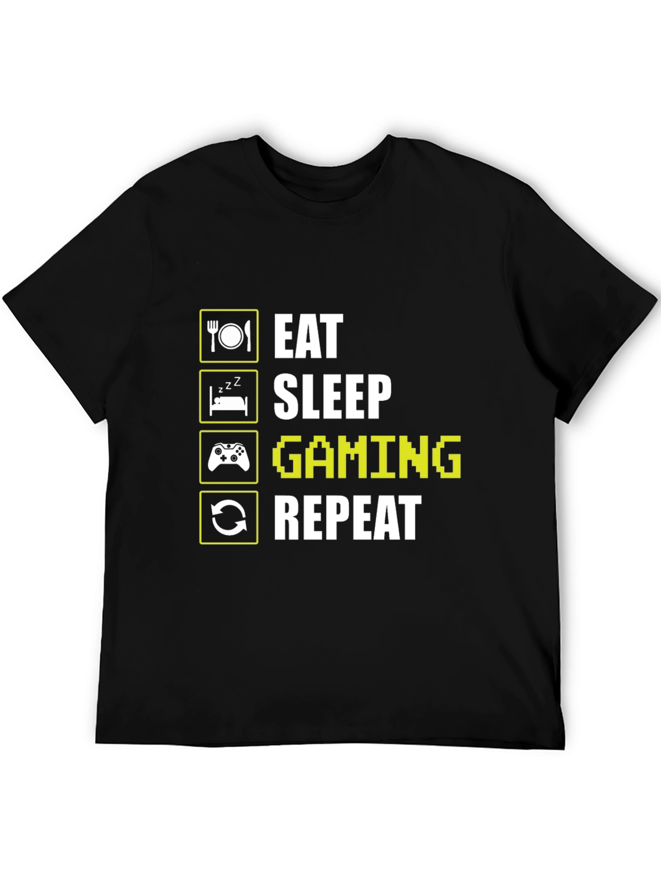 Eat Sleep Gaming Repeat Black T-Shirt