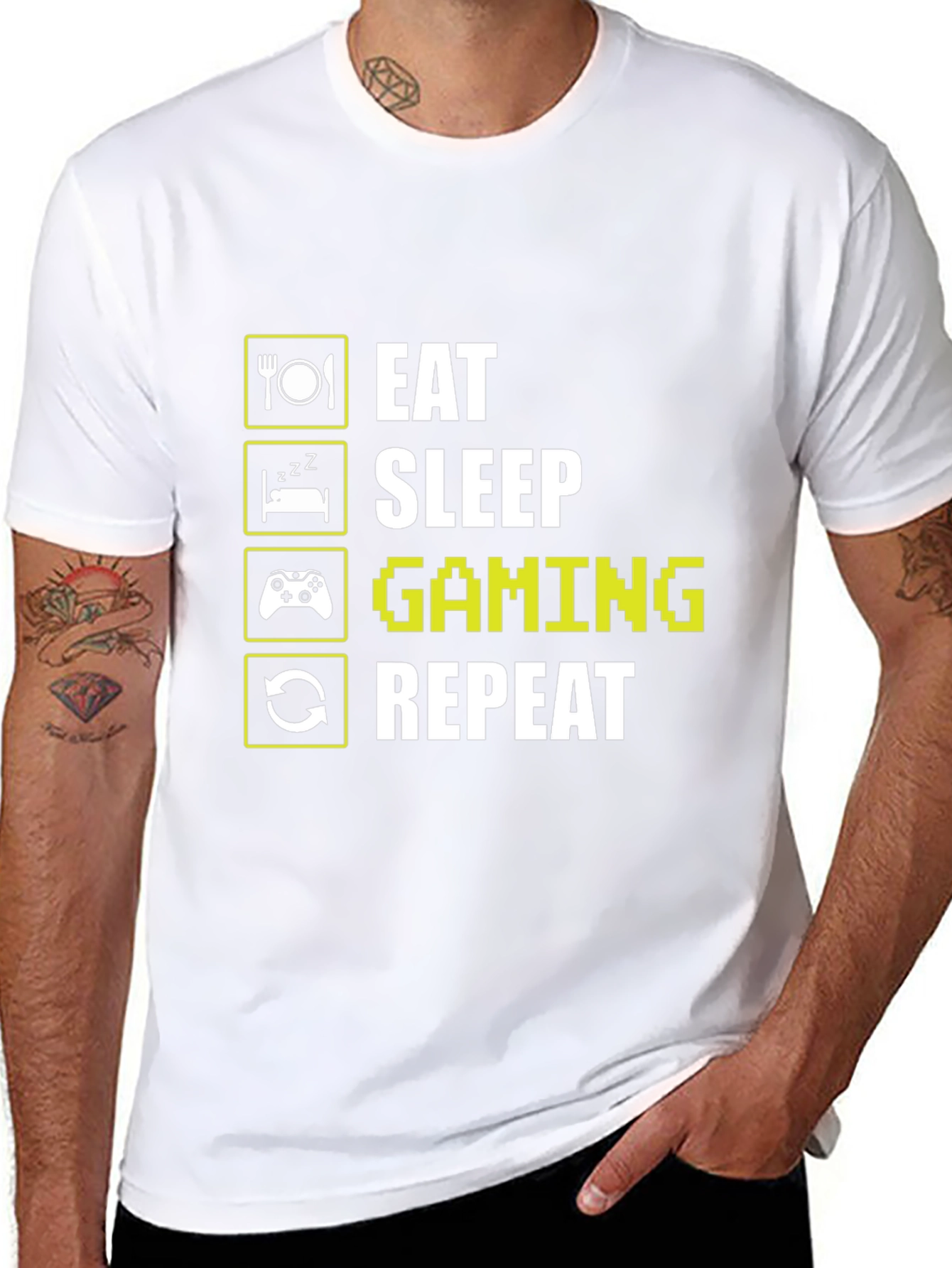 Eat Sleep Gaming Repeat Black T-Shirt
