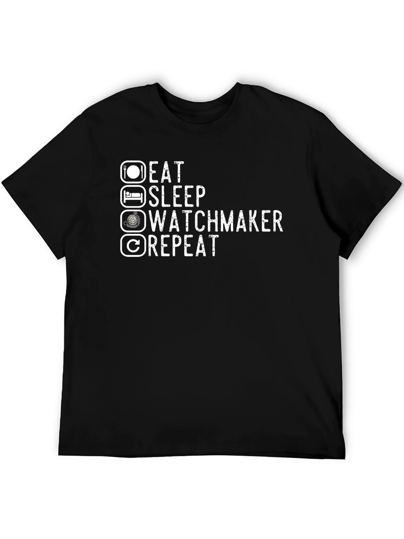 Eat Sleep Watchmaker Repeat Black T-Shirt