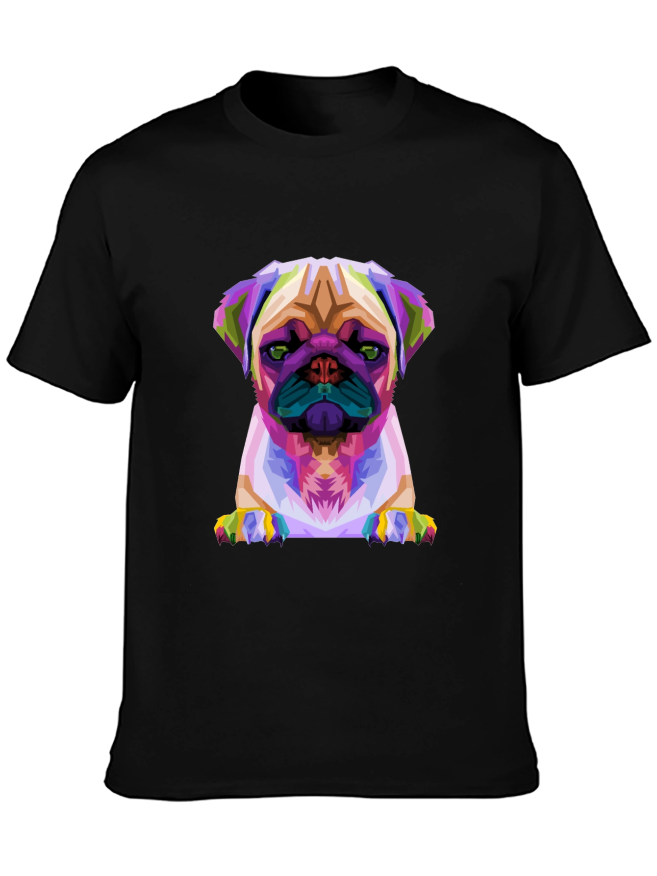 Geometric Pug Graphic Tee - Modern Dog Lover T-Shirt