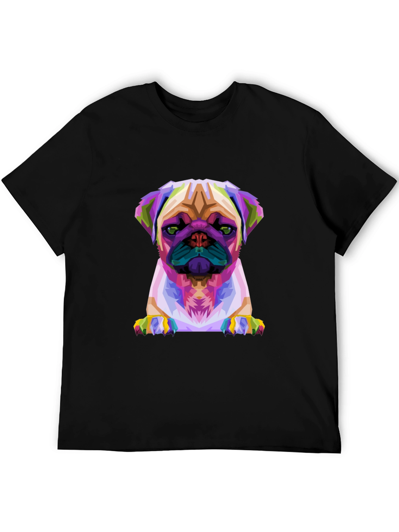 Geometric Pug Graphic Tee - Modern Dog Lover T-Shirt