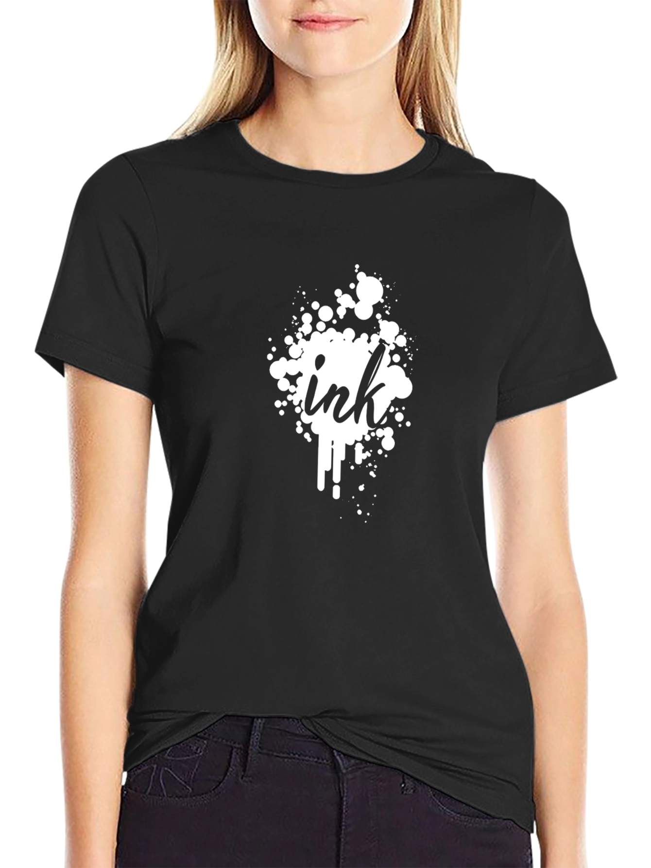 Ink Splatter Graphic T-Shirt - Modern Black Tee