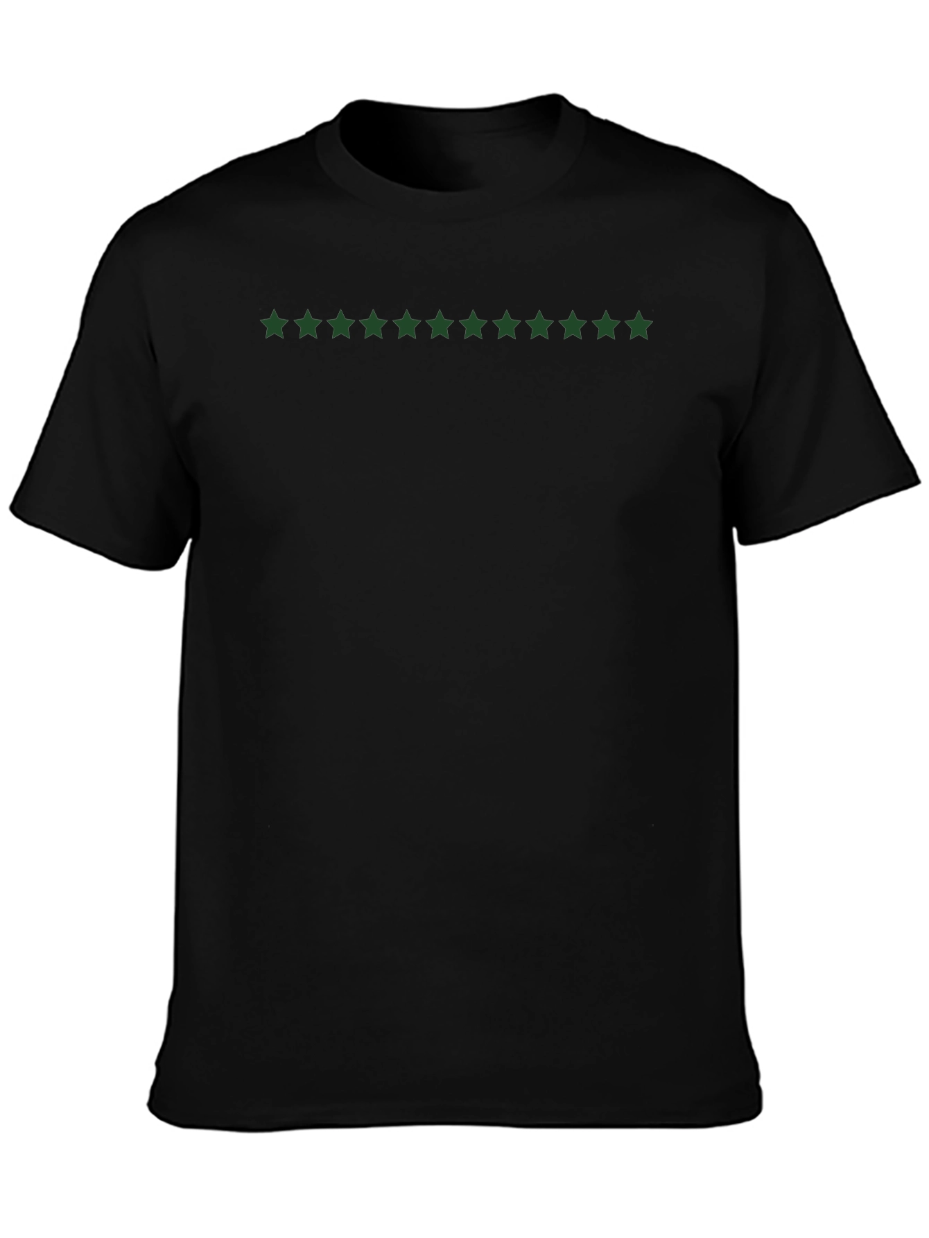 Mens Black Crew Neck T-Shirt with Star Graphic