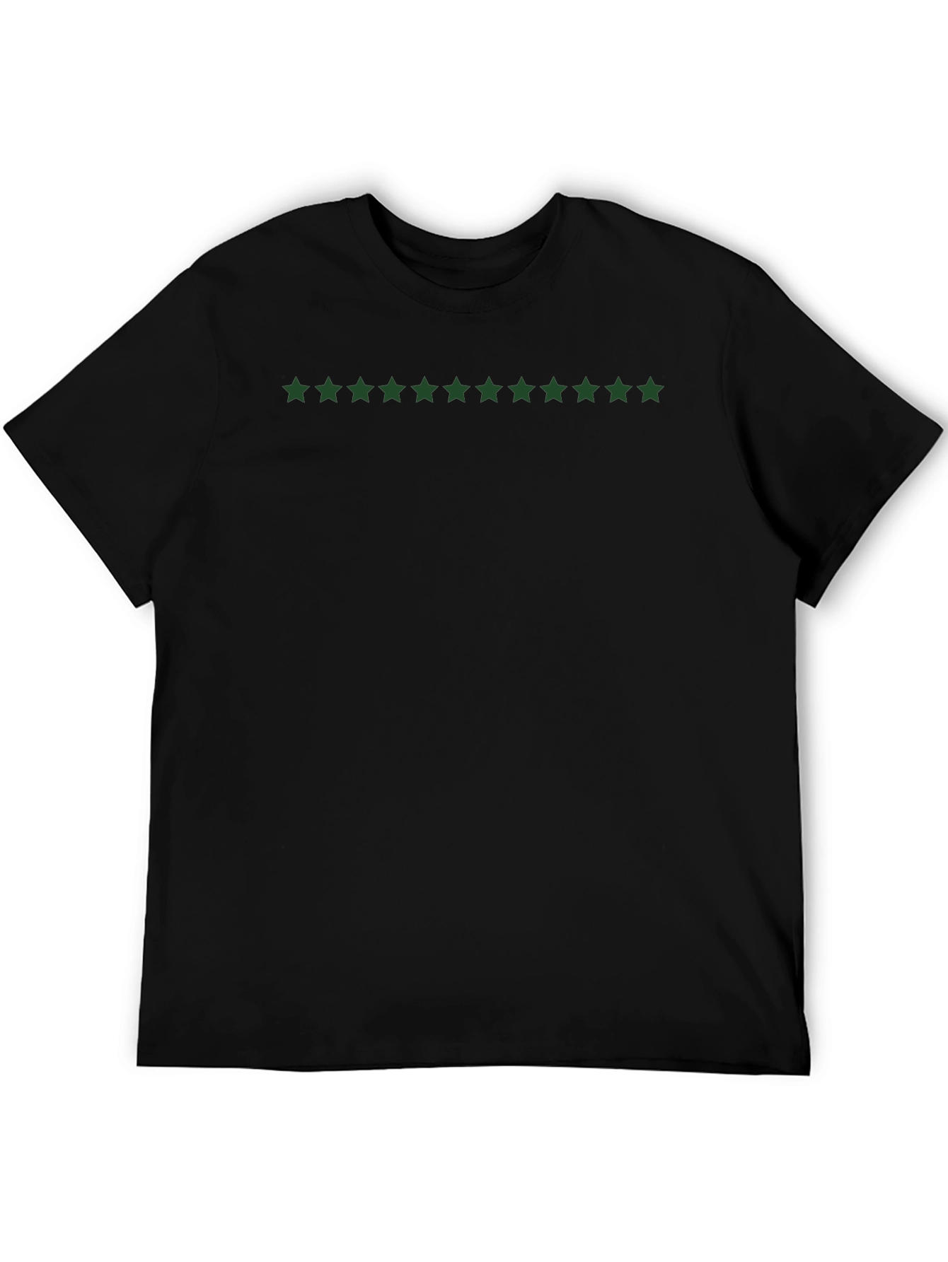 Mens Black Crew Neck T-Shirt with Star Graphic