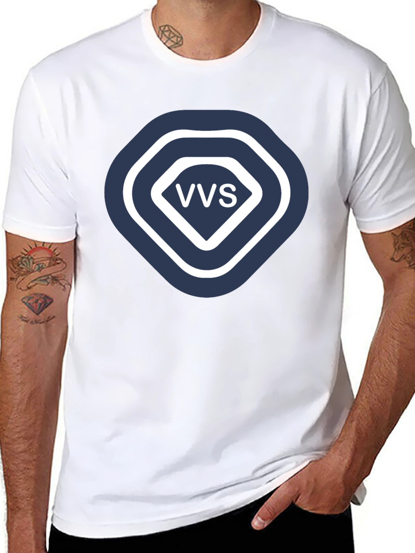 VVS Diamond Logo Graphic T-Shirt - Stylish Black Tee