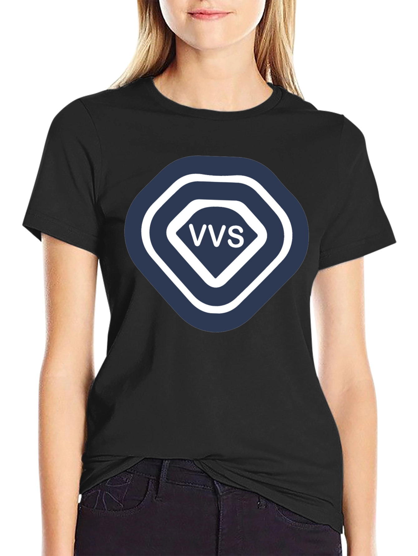VVS Diamond Logo Graphic T-Shirt - Stylish Black Tee