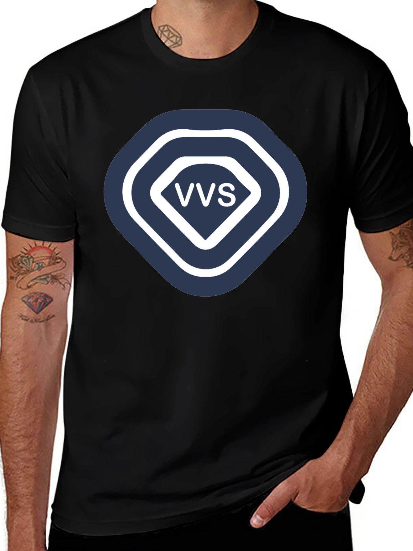 VVS Diamond Logo Graphic T-Shirt - Stylish Black Tee