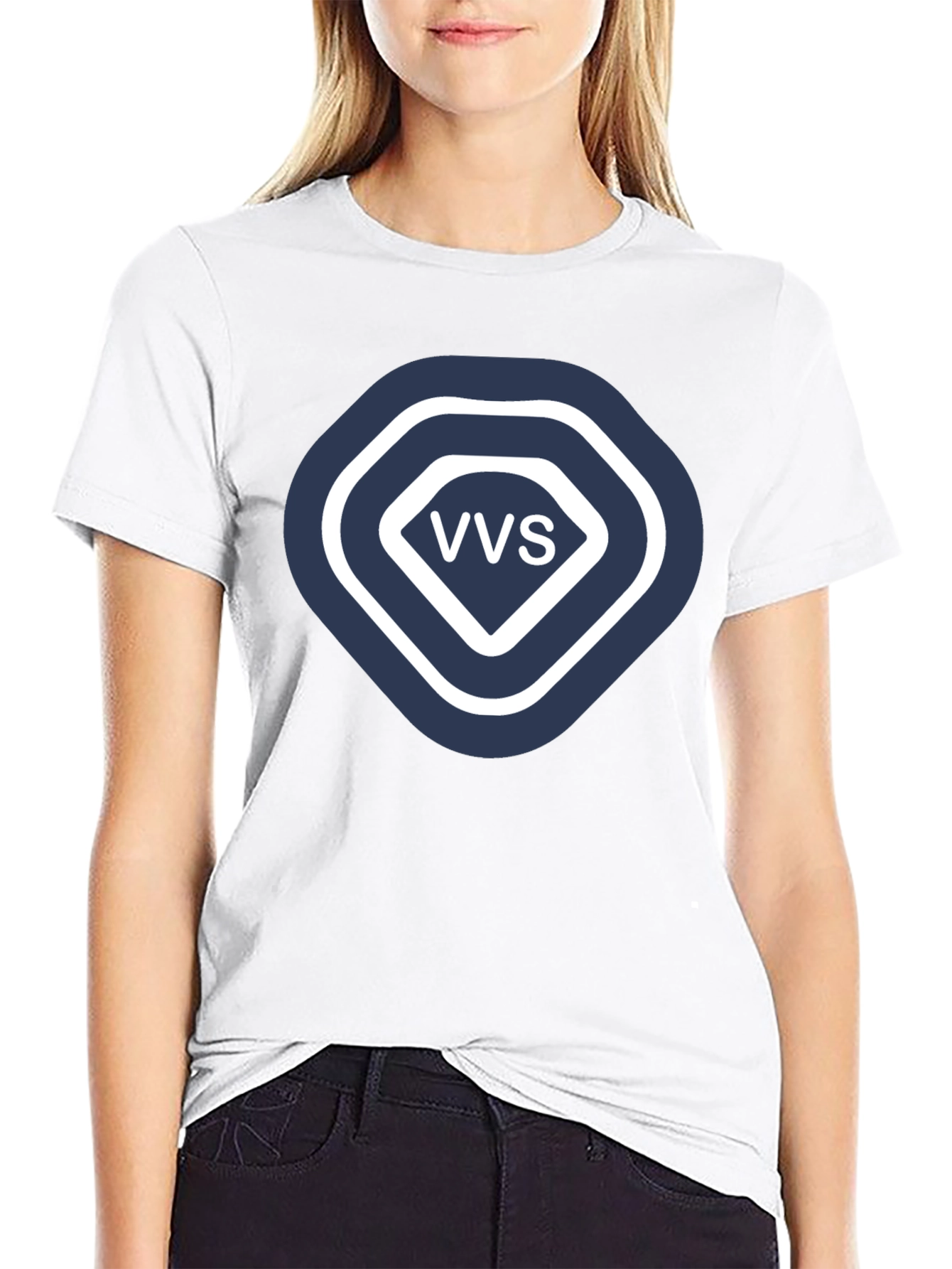 VVS Diamond Logo Graphic T-Shirt - Stylish Black Tee