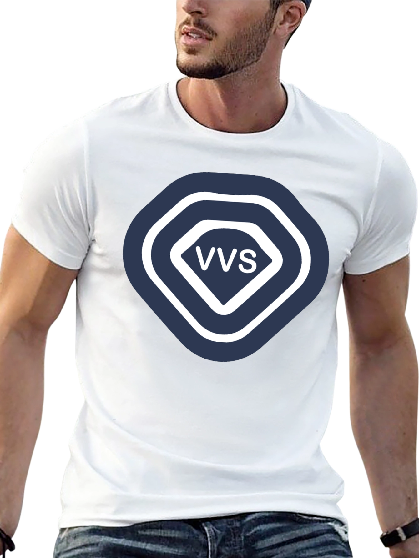 VVS Diamond Logo Graphic T-Shirt - Stylish Black Tee