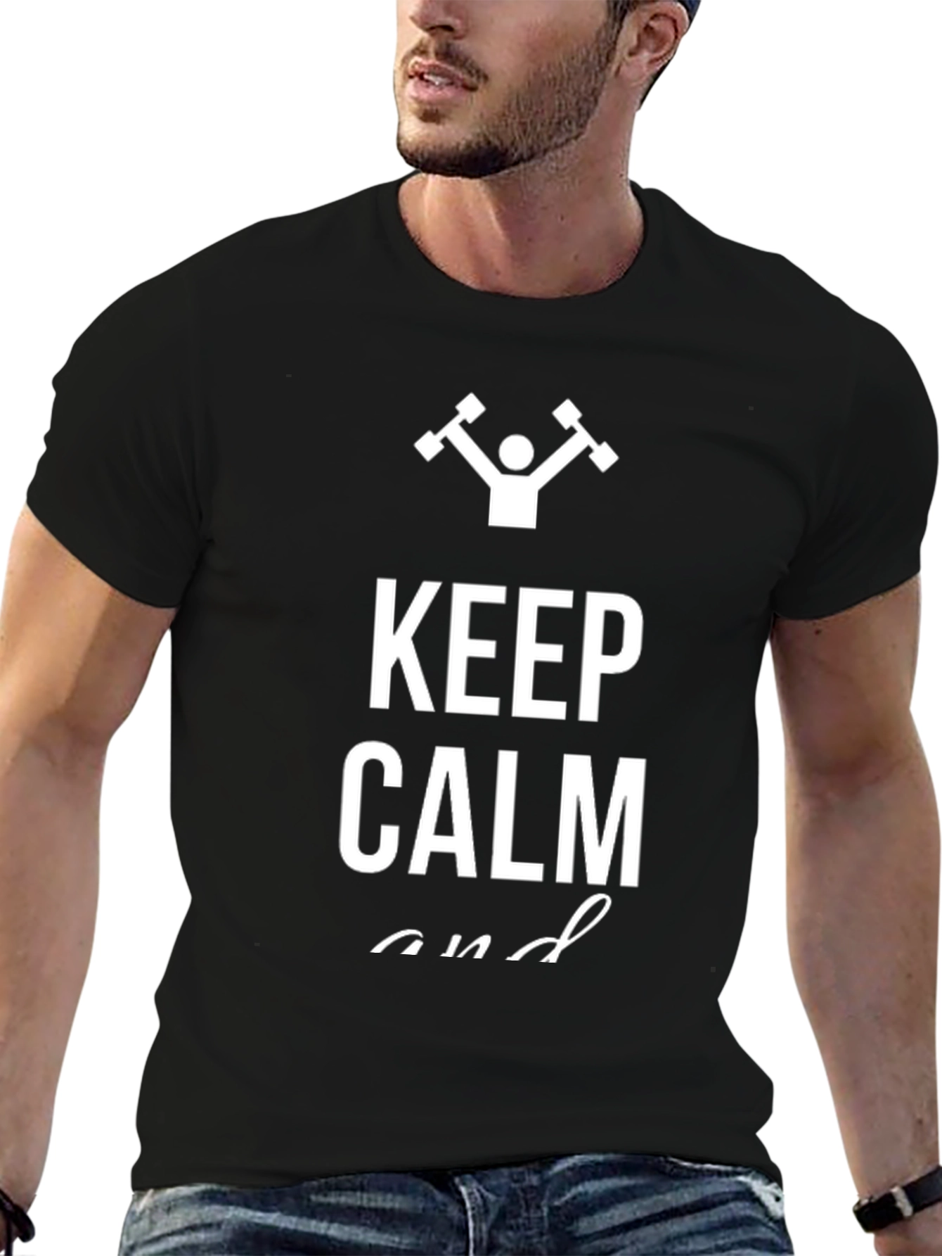 Keep Calm and Lift Weights Black T-Shirt