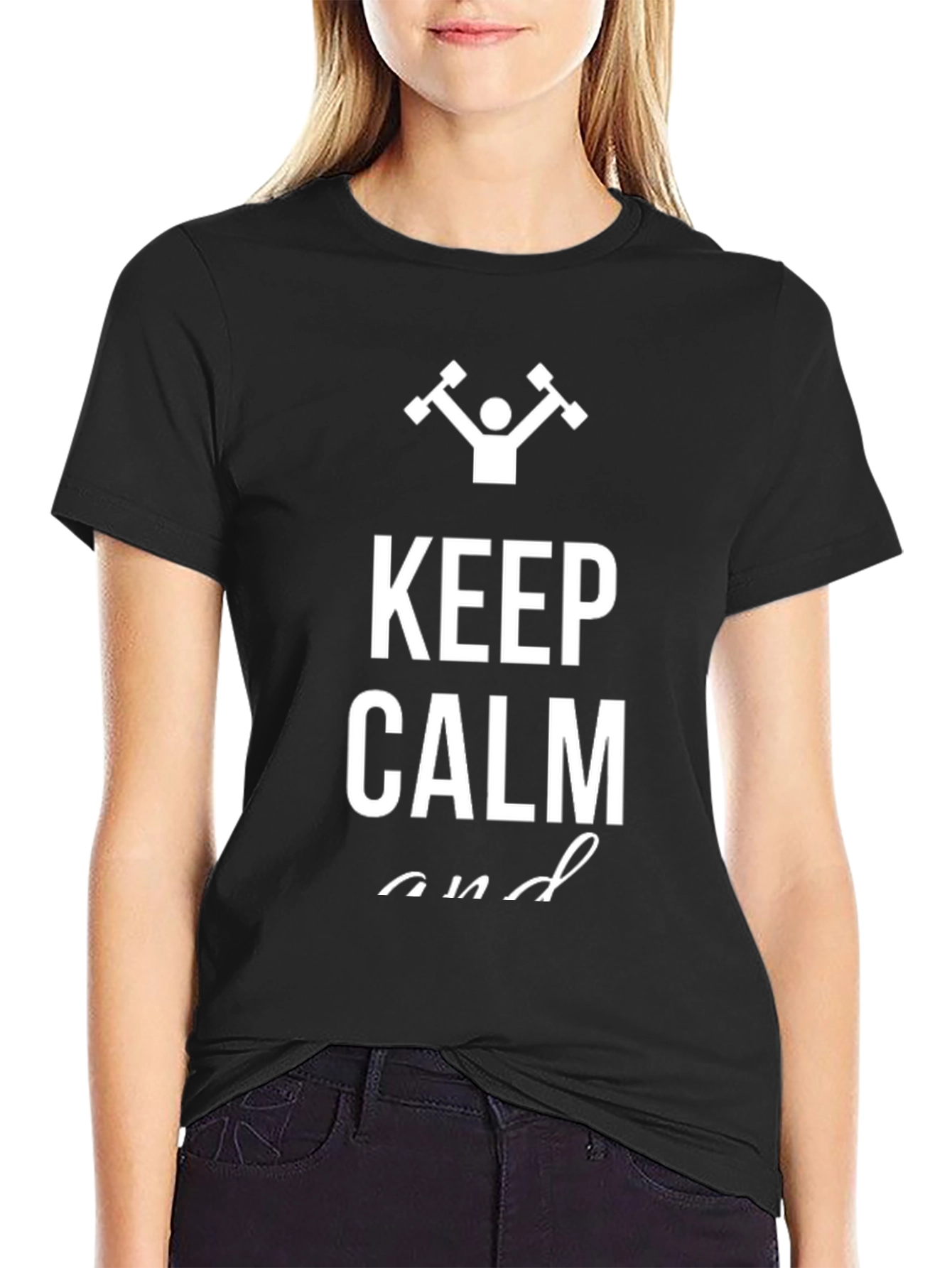 Keep Calm and Lift Weights Black T-Shirt