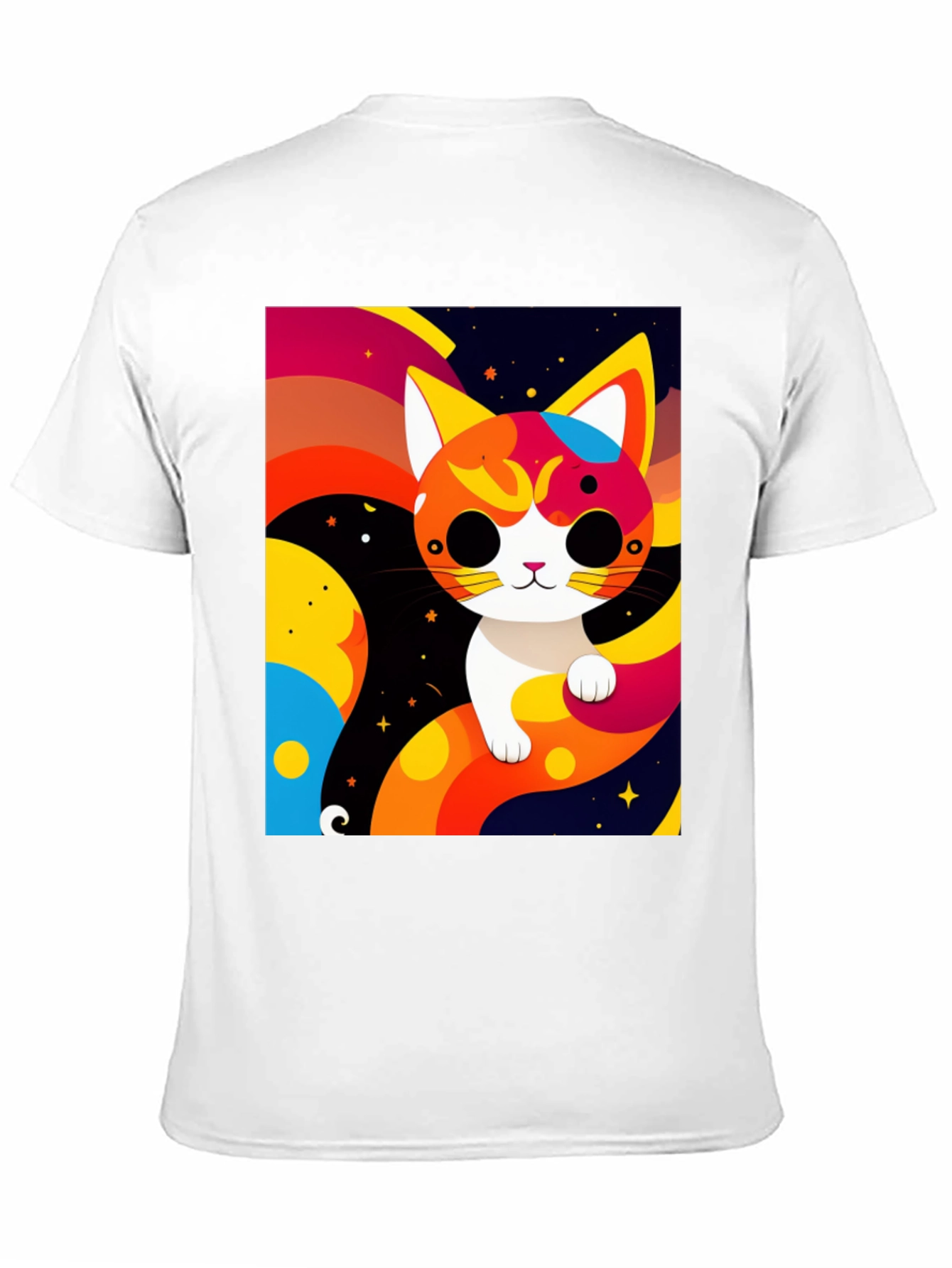 Cartoon Cat Graphic Tee - Modern Artistic Design