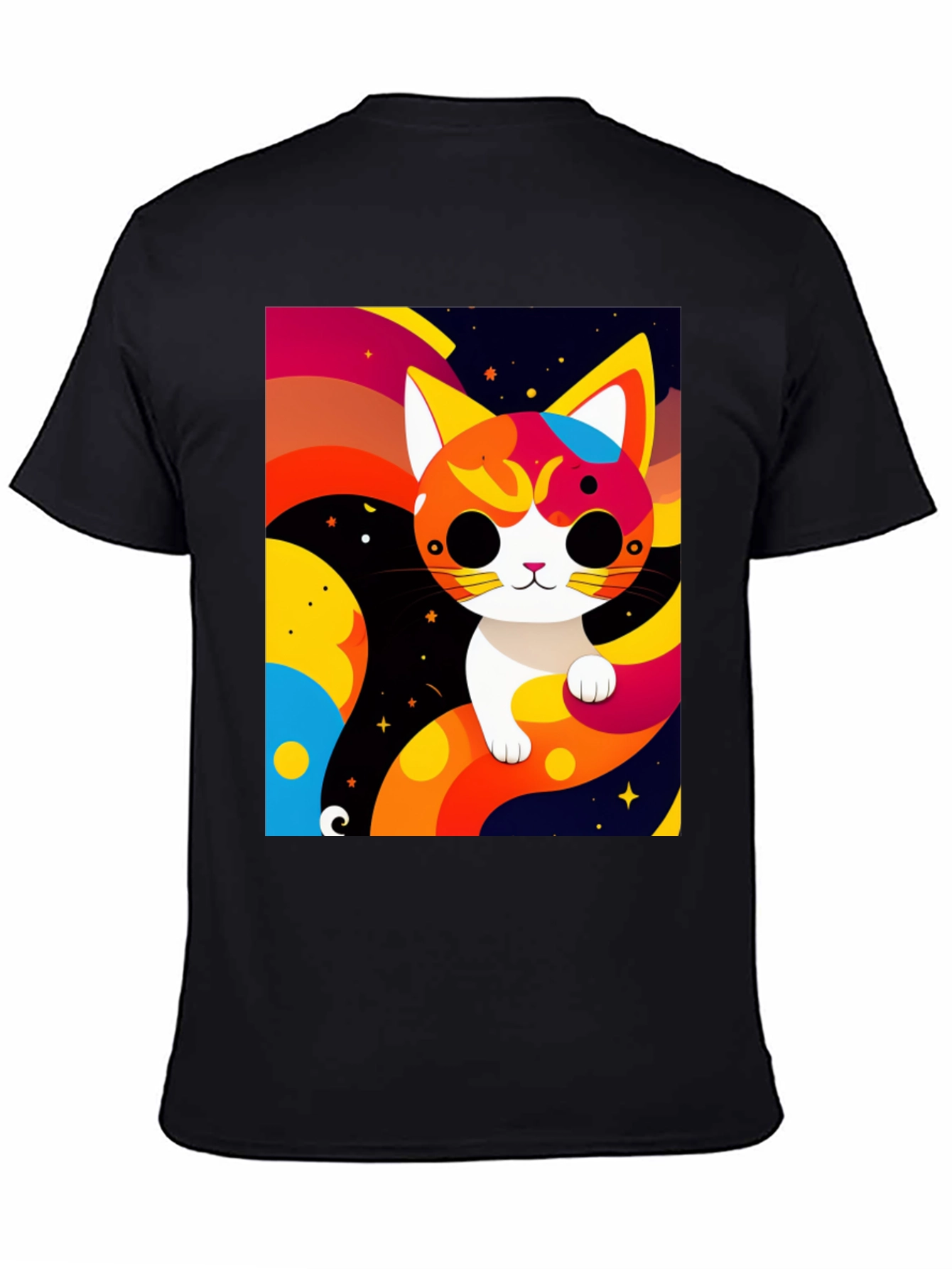 Cartoon Cat Graphic Tee - Modern Artistic Design