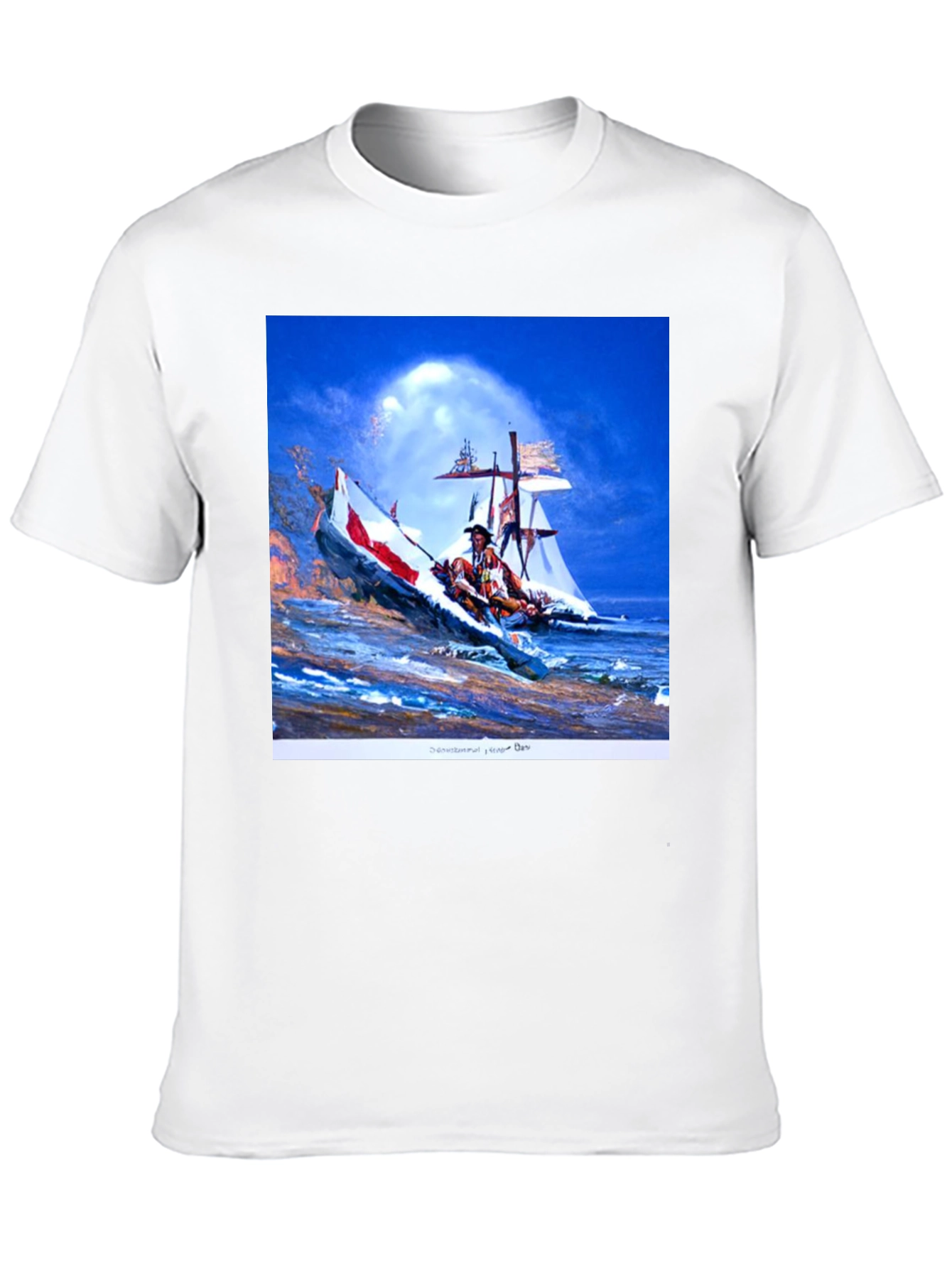 Black T-Shirt with Native American Art Print