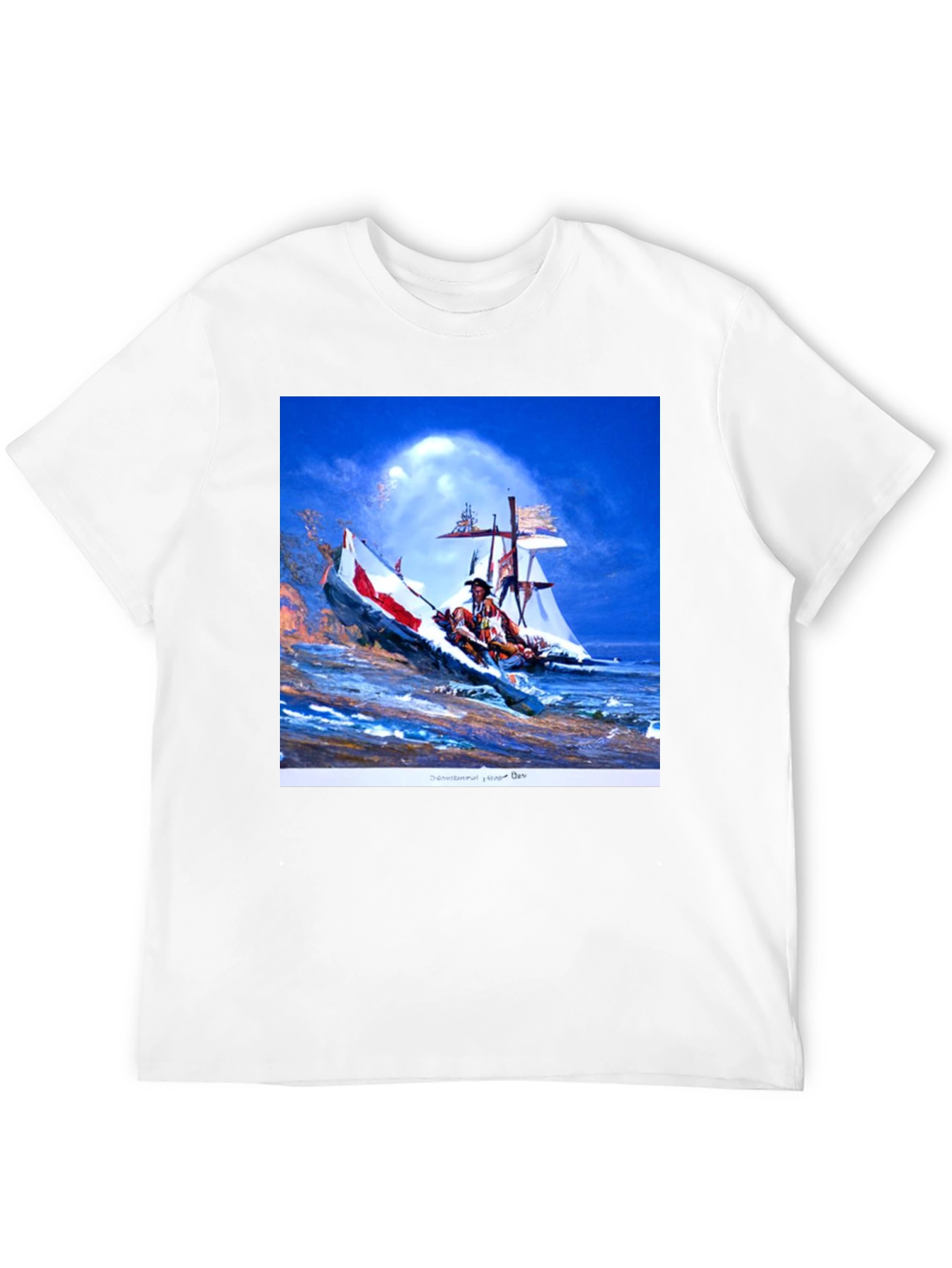 Black T-Shirt with Native American Art Print