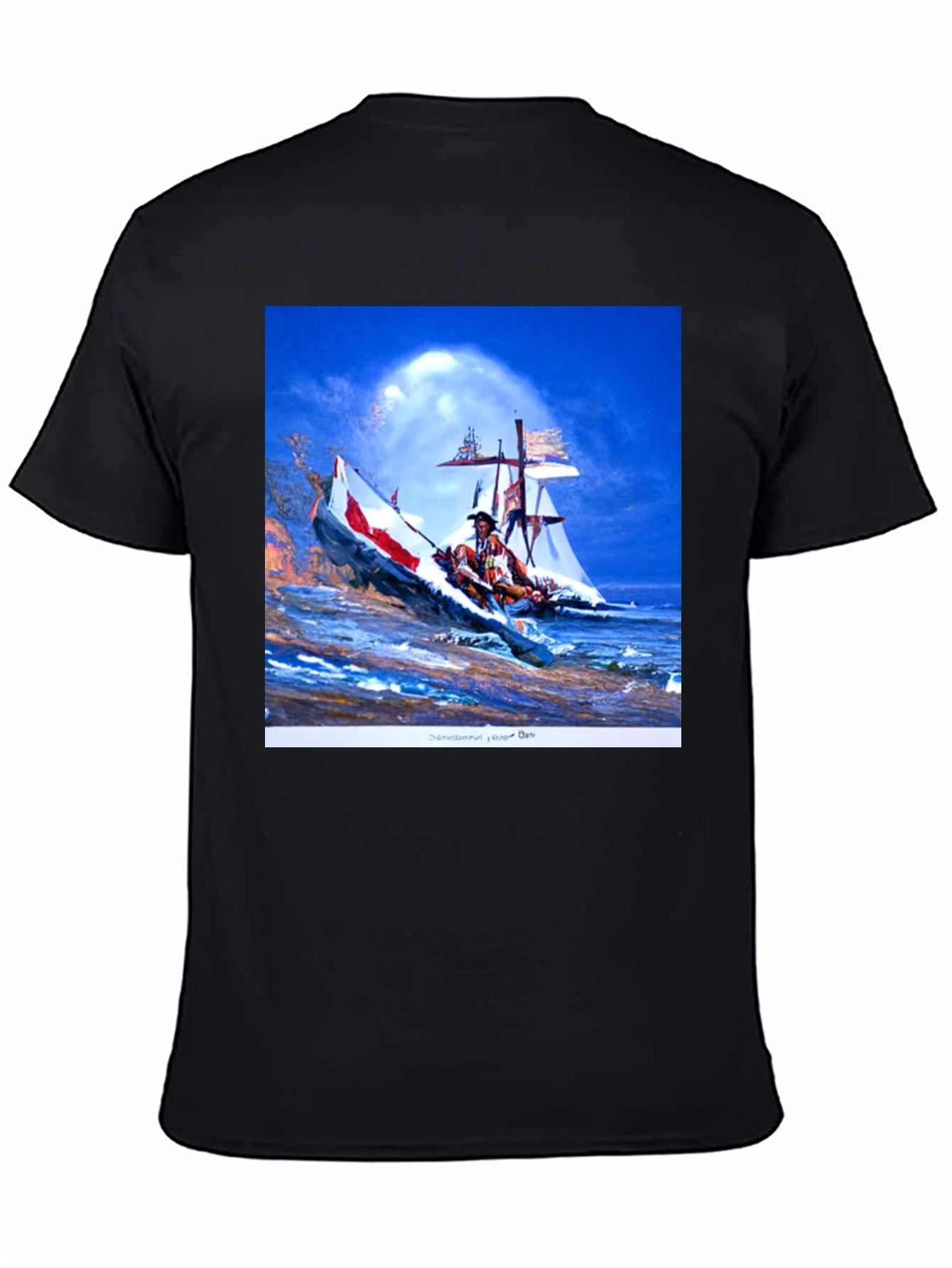 Black T-Shirt with Native American Art Print