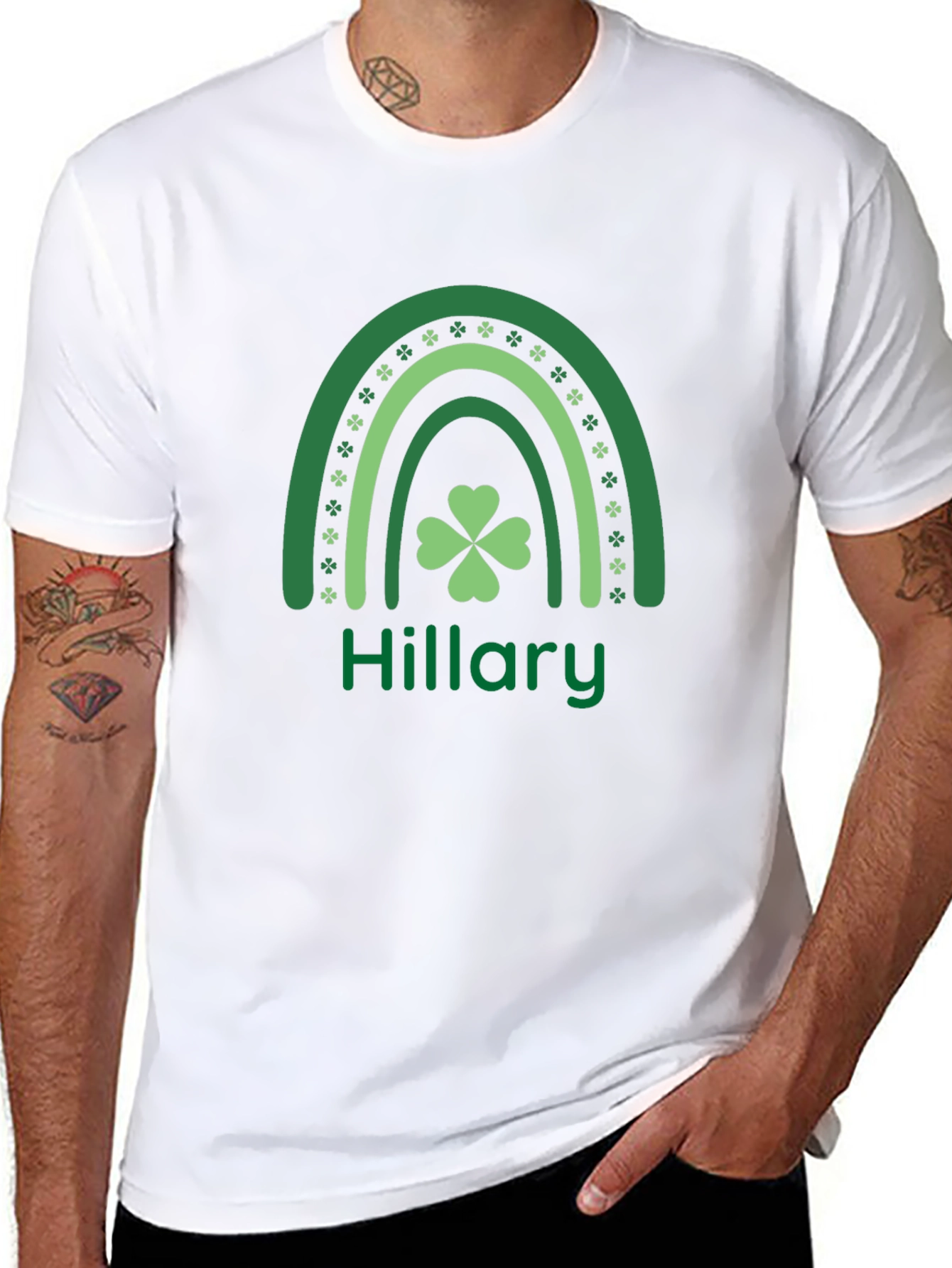 St. Patricks Day Hillary Rainbow Clover T-Shirt