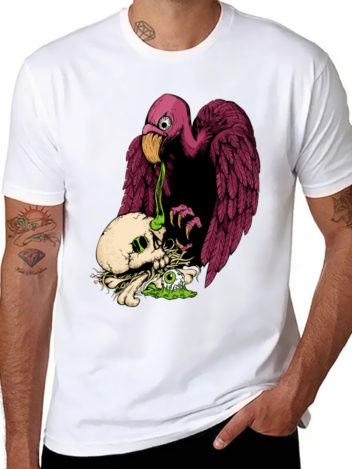 Skull & Vulture Graphic Tee - Unique Design