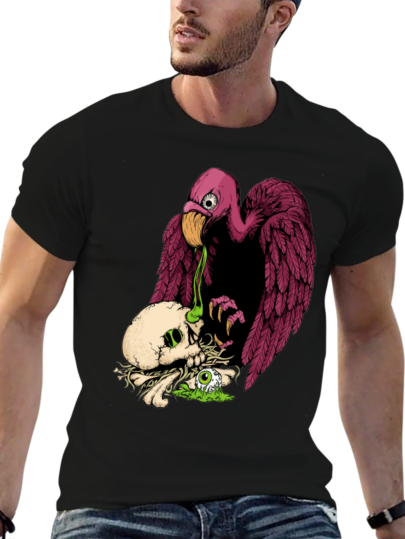 Skull & Vulture Graphic Tee - Unique Design