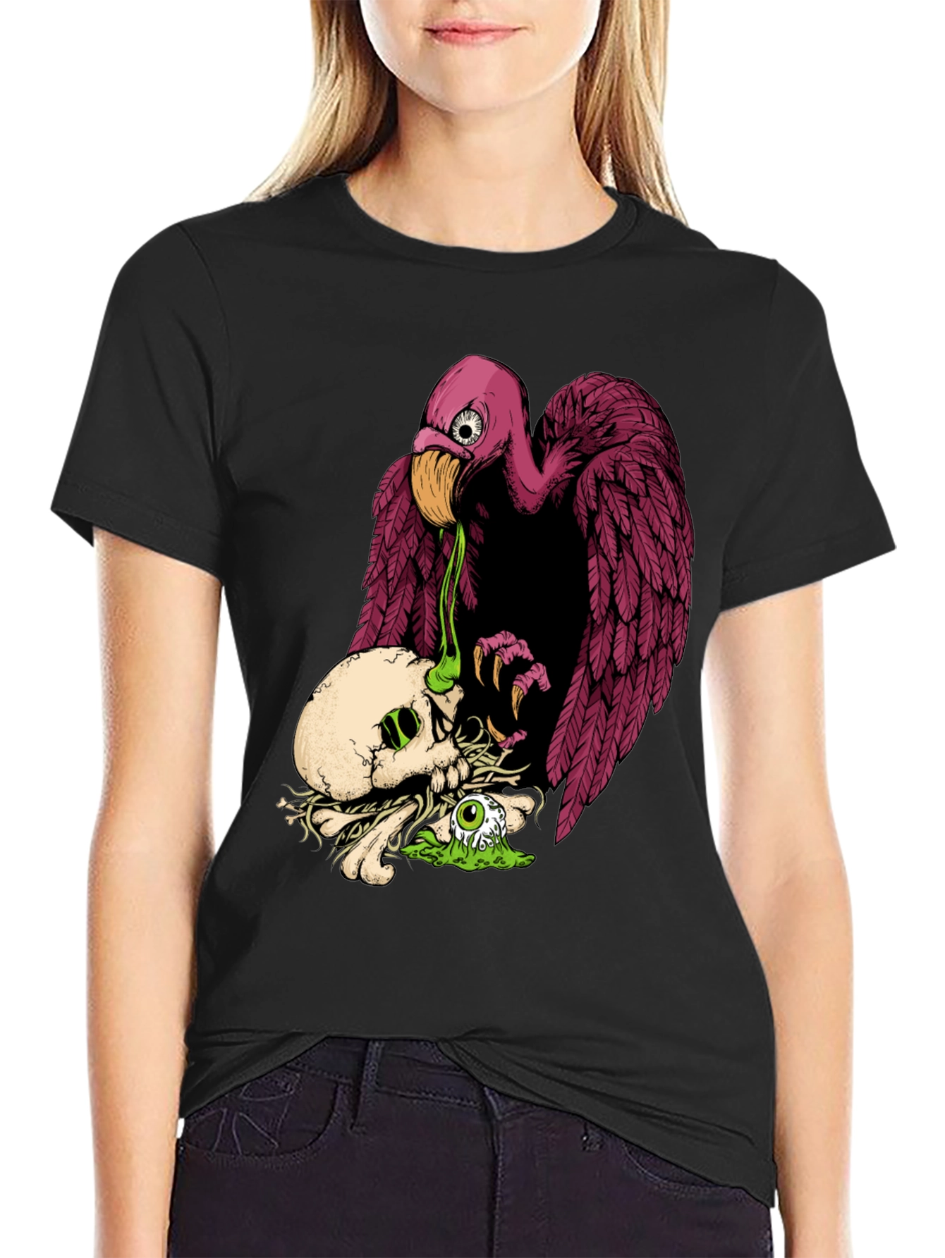 Skull & Vulture Graphic Tee - Unique Design