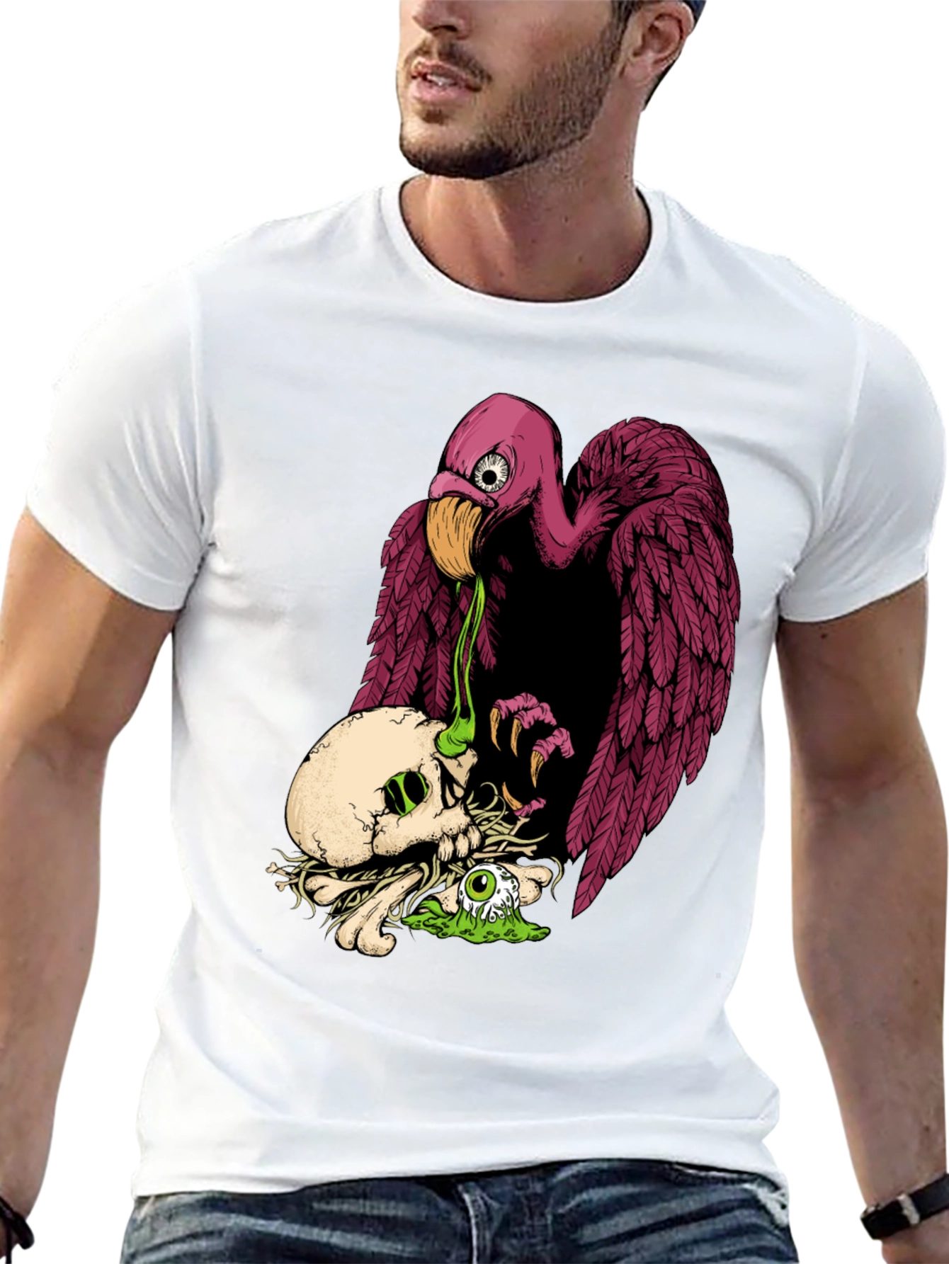Skull & Vulture Graphic Tee - Unique Design