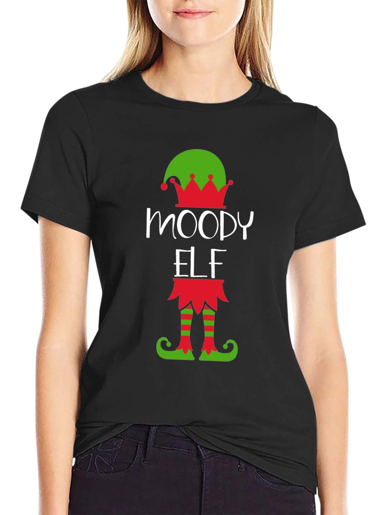 Moody Elf Christmas Graphic Tee