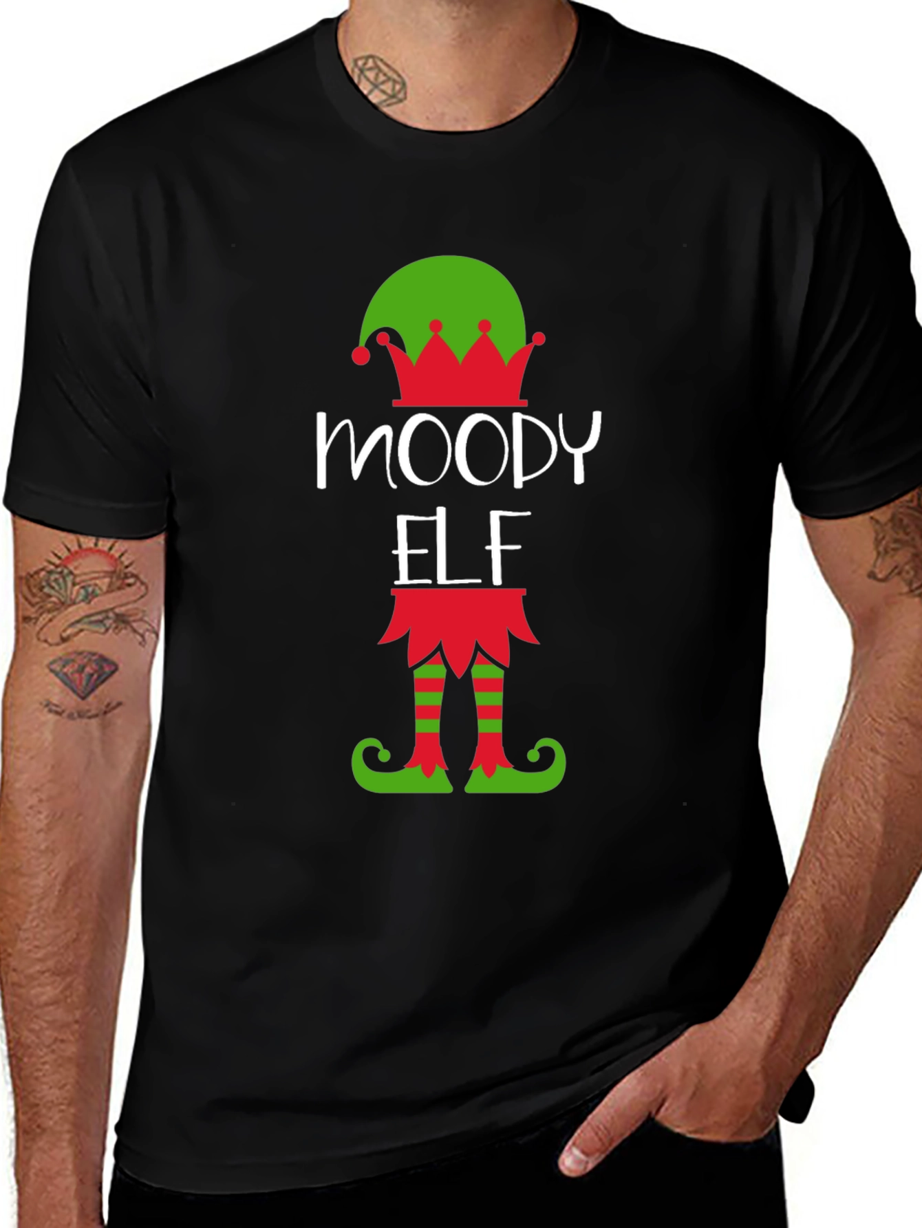 Moody Elf Christmas Graphic Tee