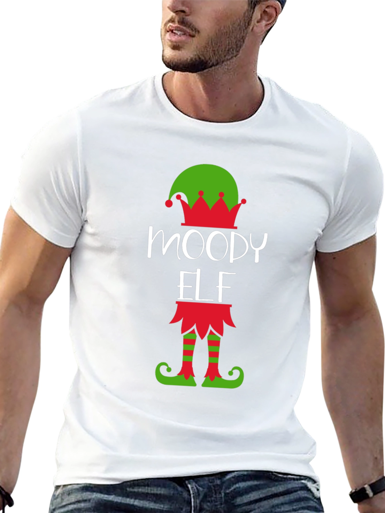 Moody Elf Christmas Graphic Tee