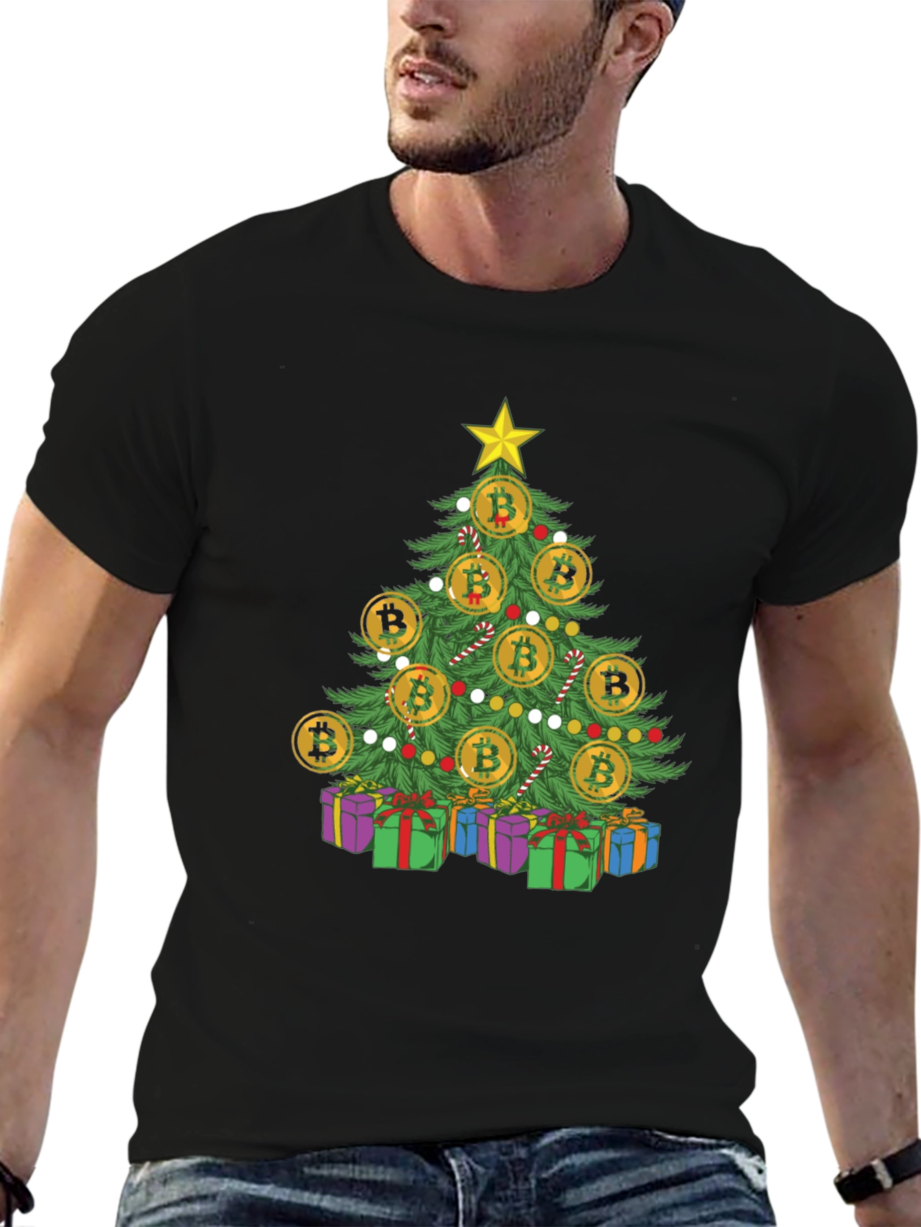 Bitcoin Christmas Tree T-Shirt Holiday Crypto Tee