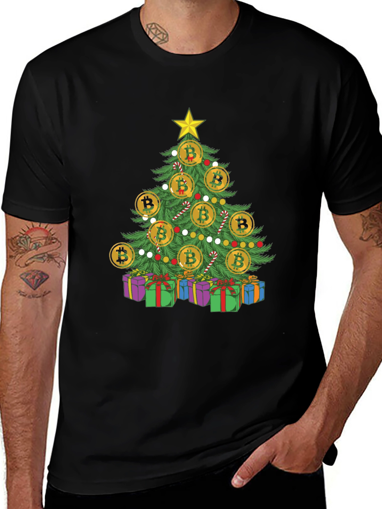 Bitcoin Christmas Tree T-Shirt Holiday Crypto Tee