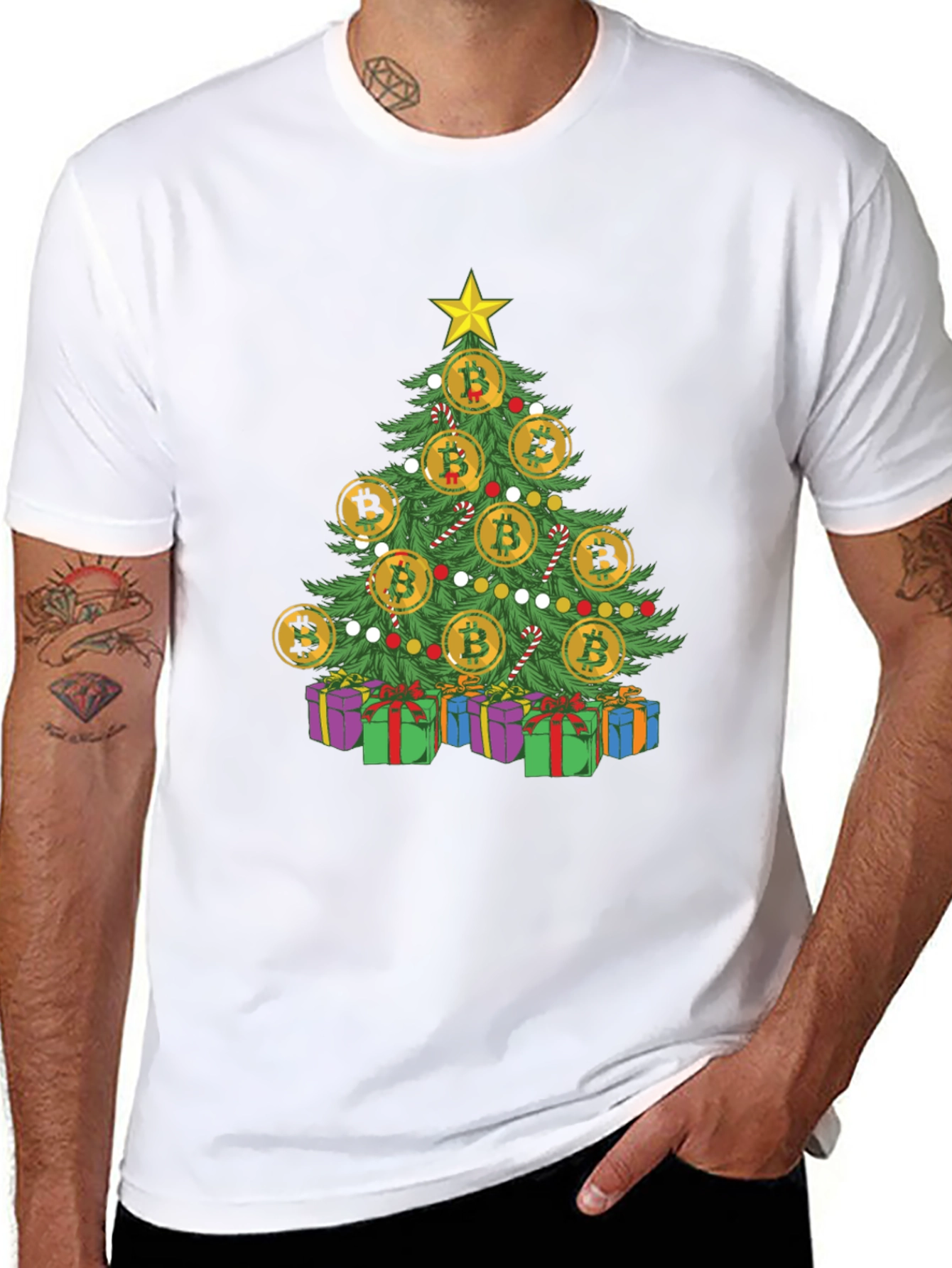 Bitcoin Christmas Tree T-Shirt Holiday Crypto Tee