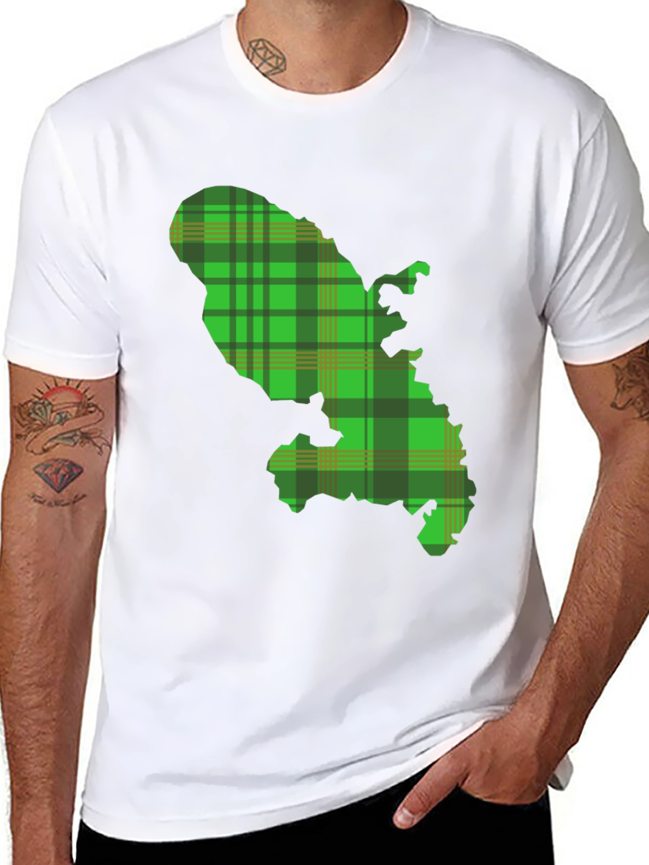 Martinique Map Plaid T-Shirt - Black