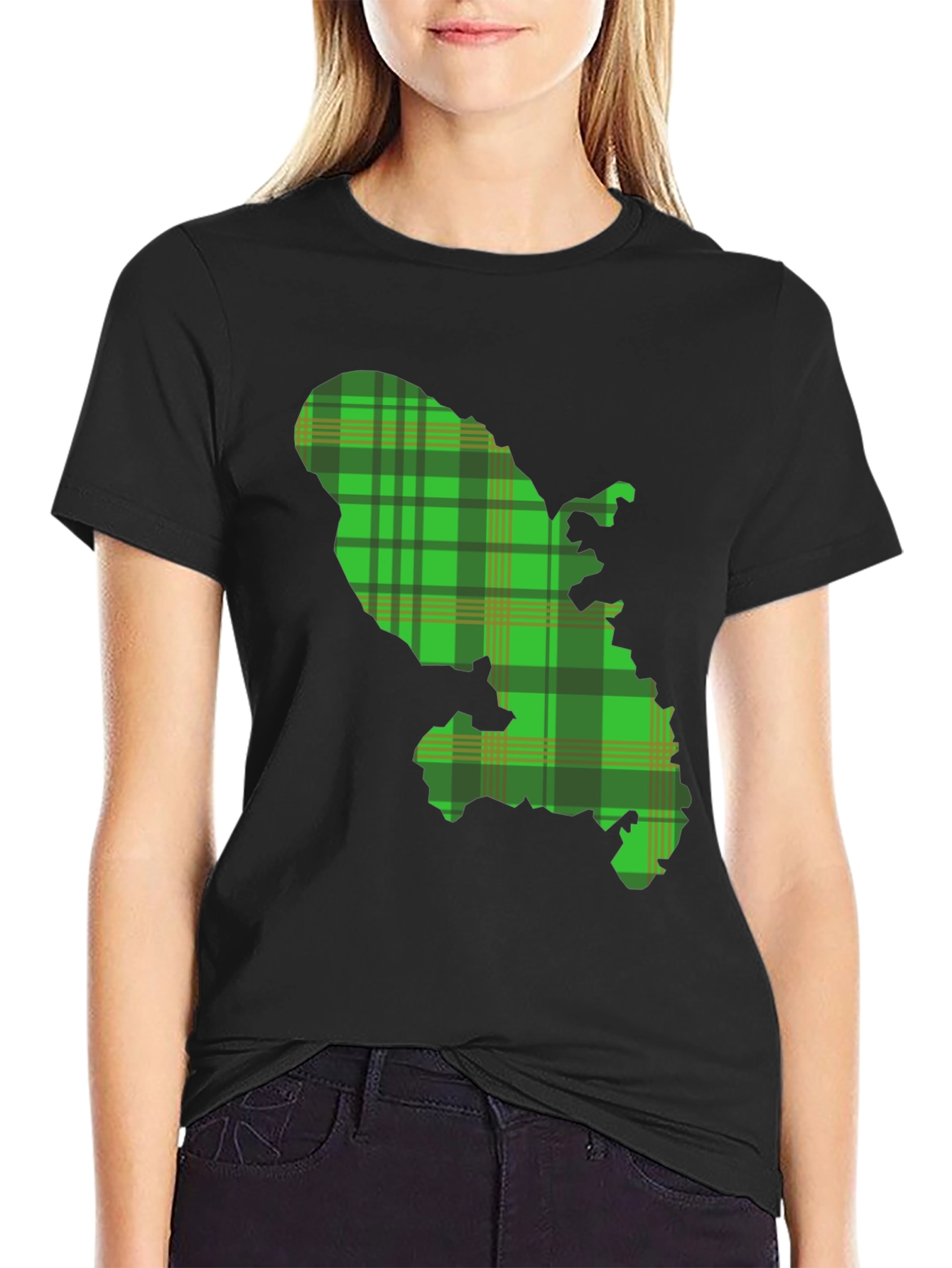 Martinique Map Plaid T-Shirt - Black