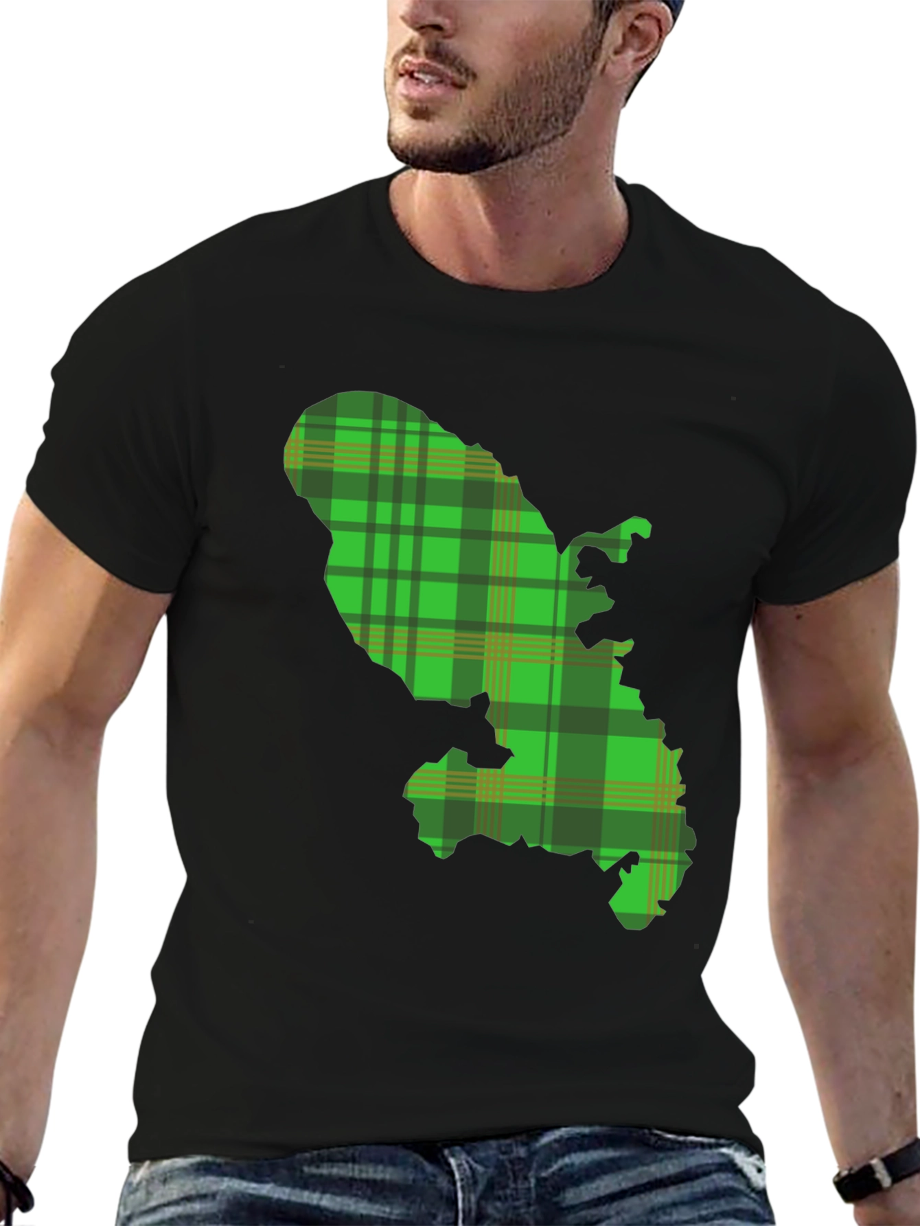 Martinique Map Plaid T-Shirt - Black