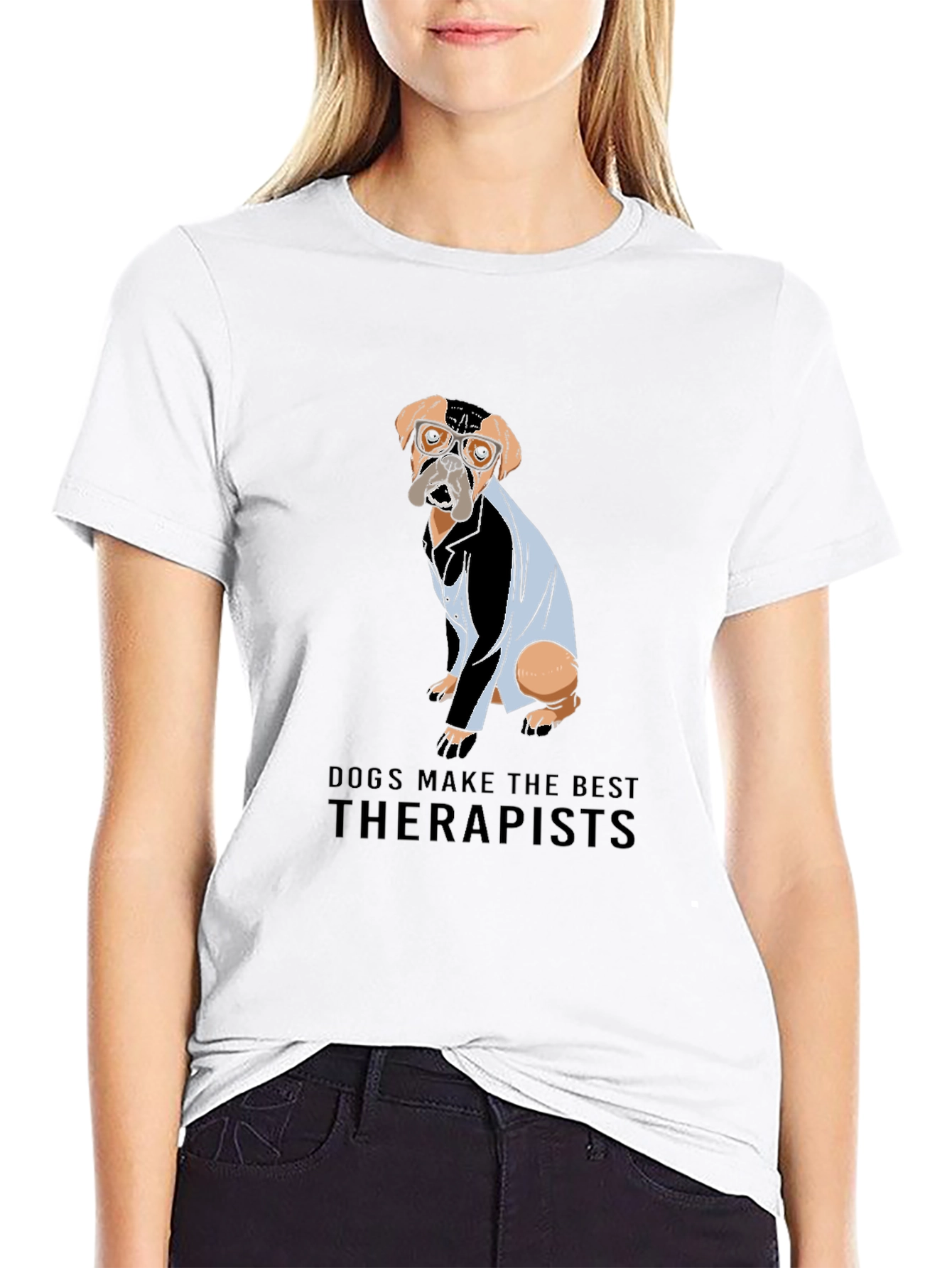 Dogs Make the Best Therapists Black T-Shirt