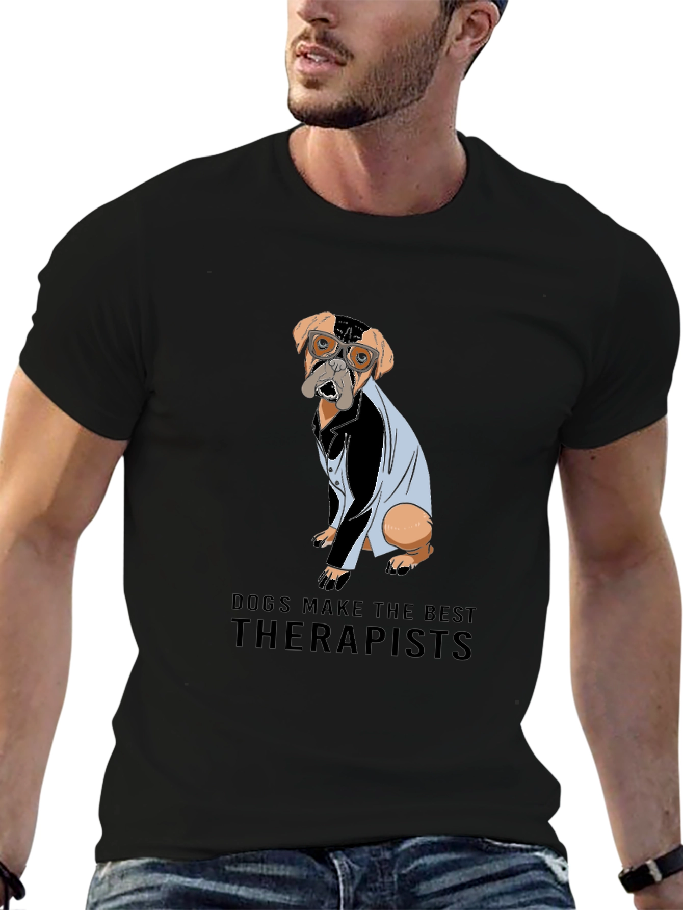 Dogs Make the Best Therapists Black T-Shirt