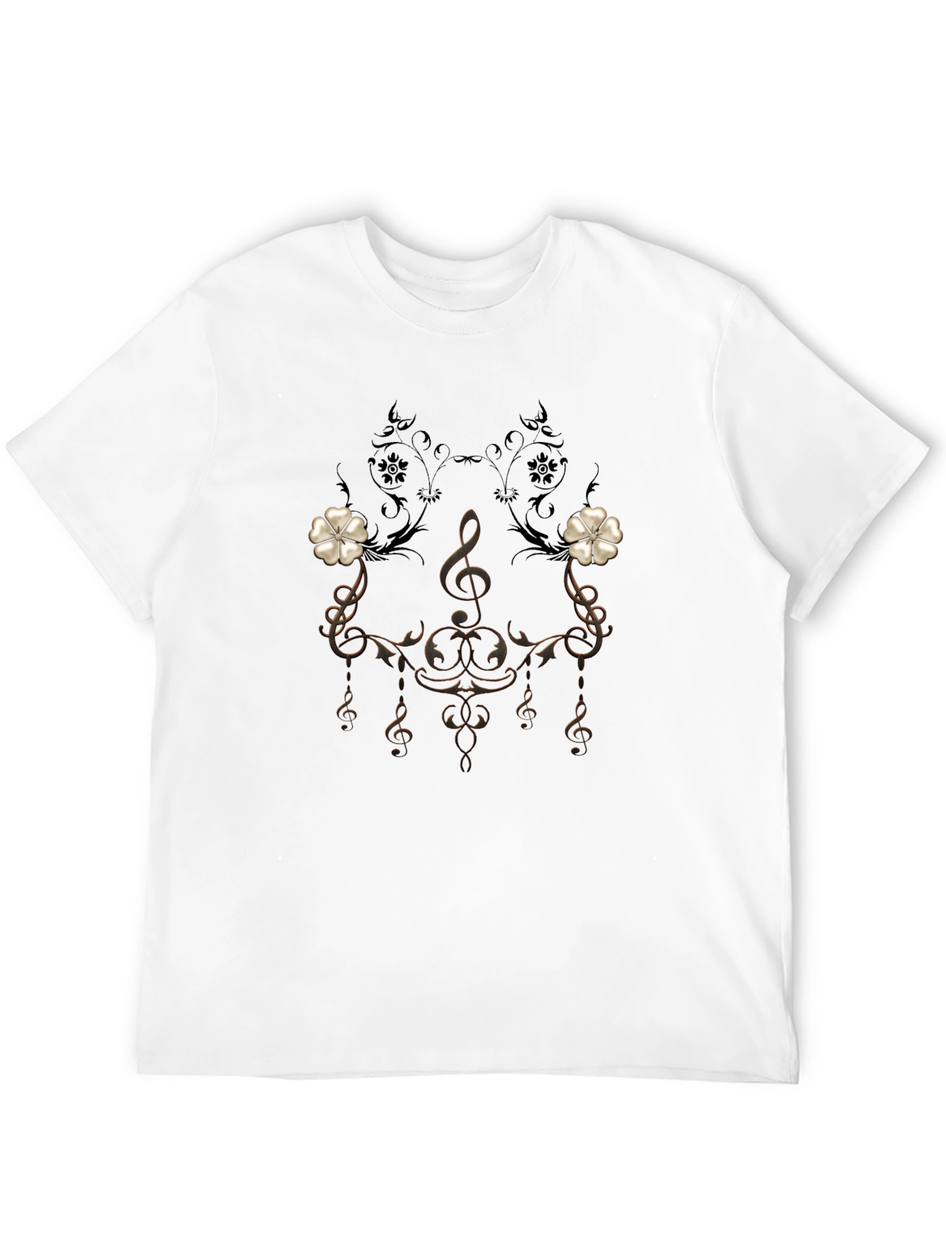 Musical Note Floral T-Shirt - Elegant Design