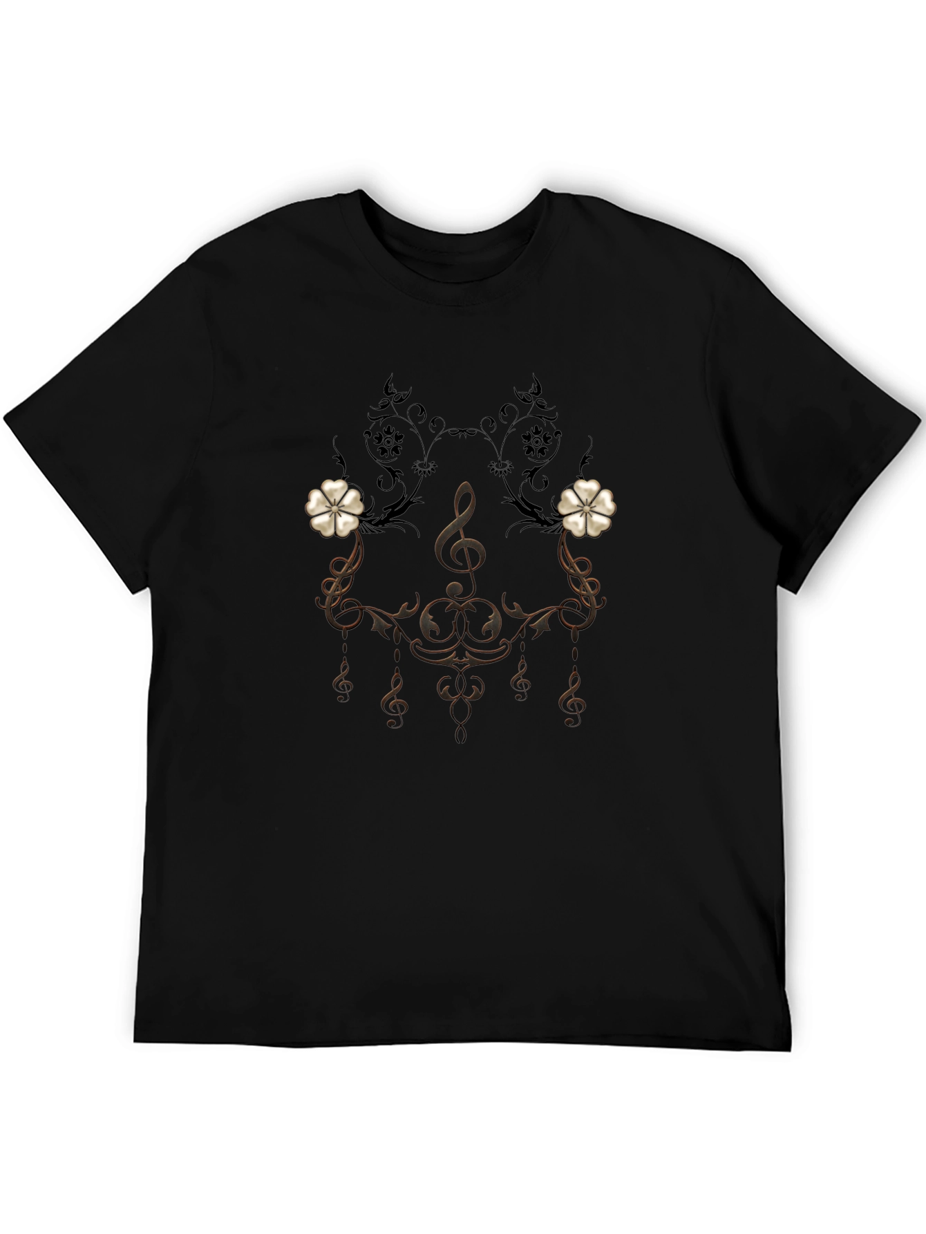 Musical Note Floral T-Shirt - Elegant Design