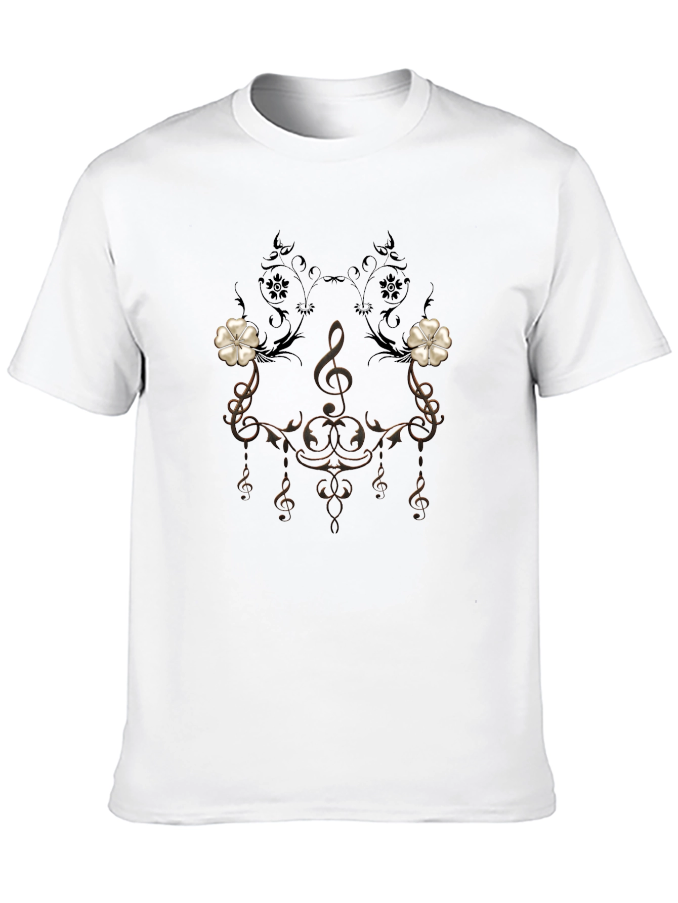 Musical Note Floral T-Shirt - Elegant Design