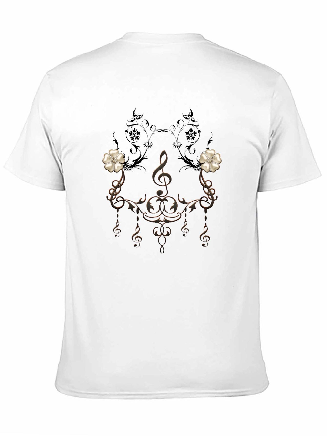 Musical Note Floral T-Shirt - Elegant Design