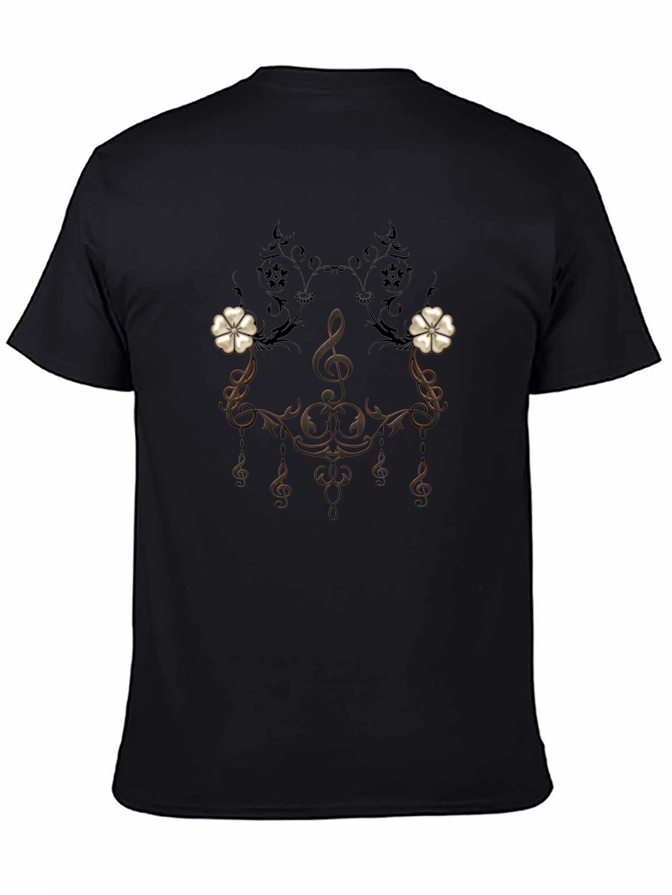Musical Note Floral T-Shirt - Elegant Design