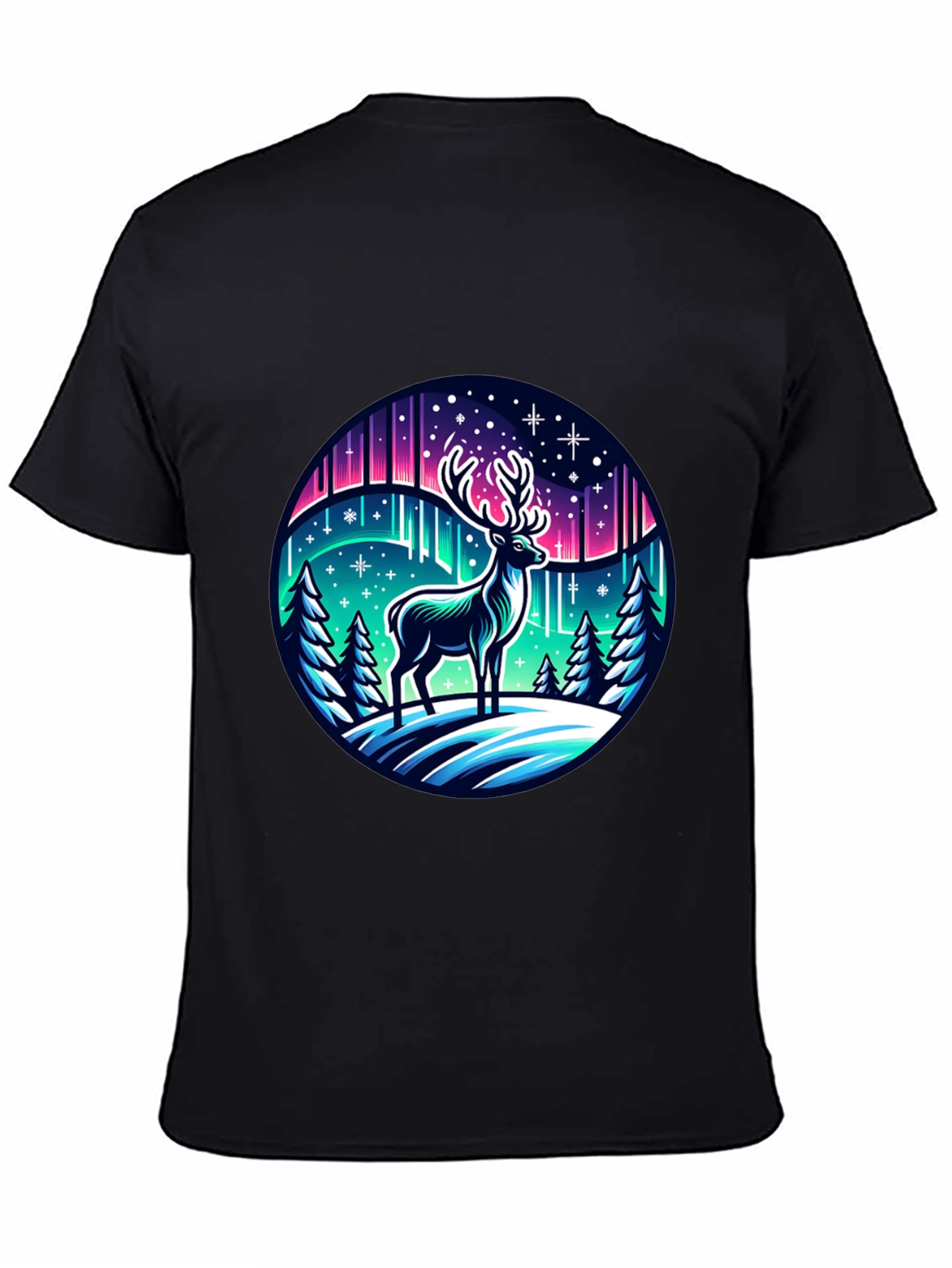 Winter Deer Graphic Tee - Northern Lights Design