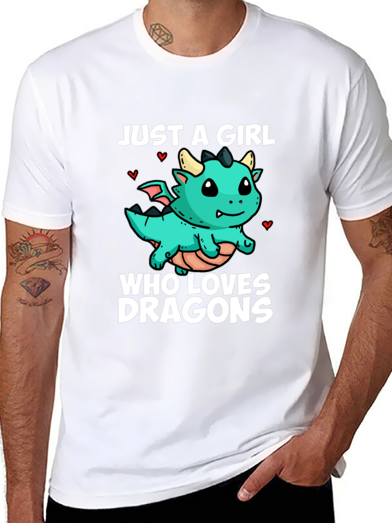Girl Dragon Lover Black T-Shirt