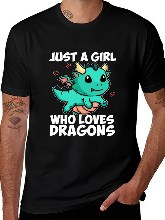 Girl Dragon Lover Black T-Shirt
