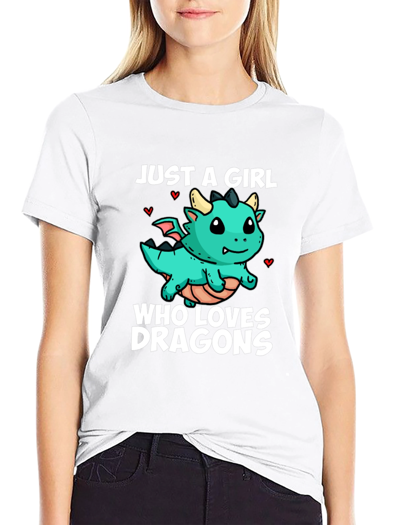 Girl Dragon Lover Black T-Shirt