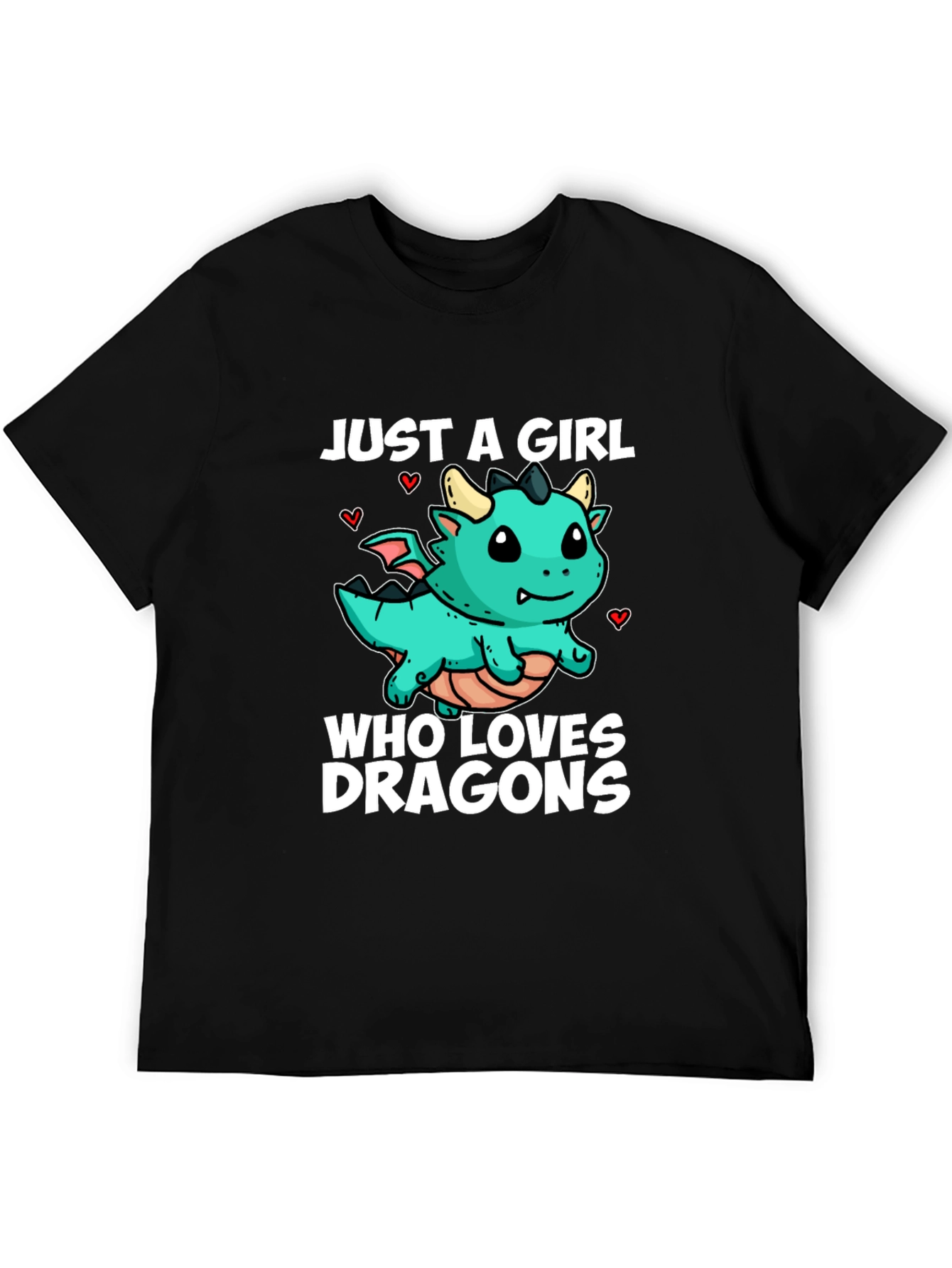 Girl Dragon Lover Black T-Shirt