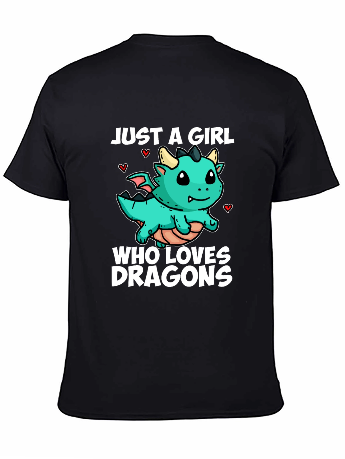 Girl Dragon Lover Black T-Shirt
