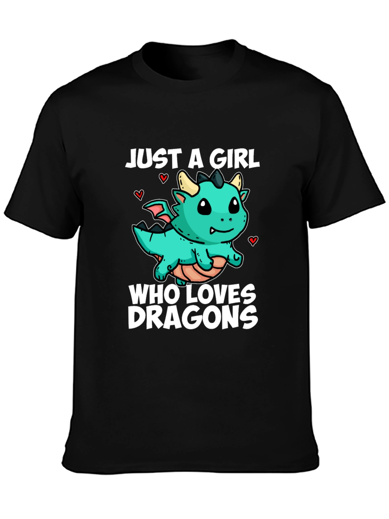 Girl Dragon Lover Black T-Shirt