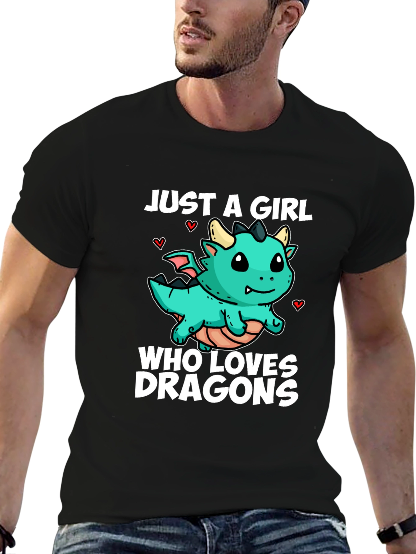 Girl Dragon Lover Black T-Shirt