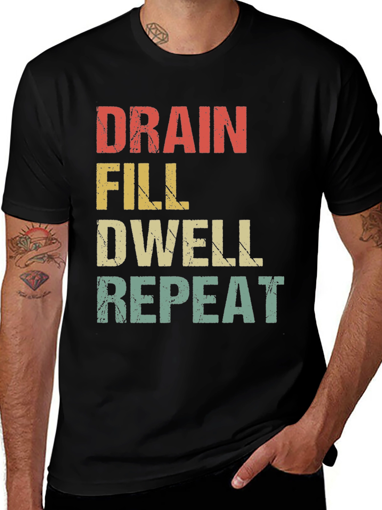 Drain Fill Dwell Repeat Graphic T-Shirt